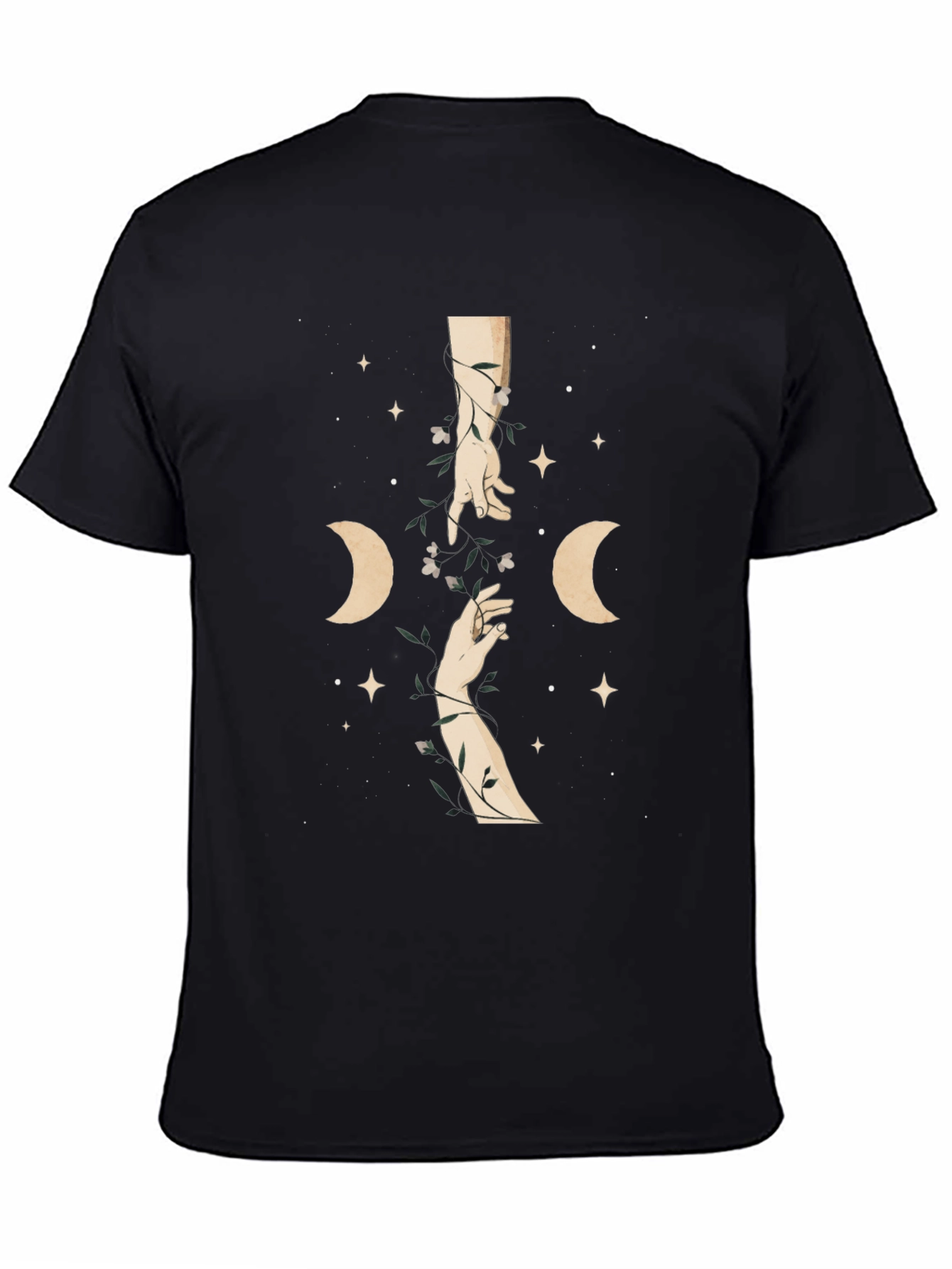 Mystic Moon Hands Graphic Tee - Black