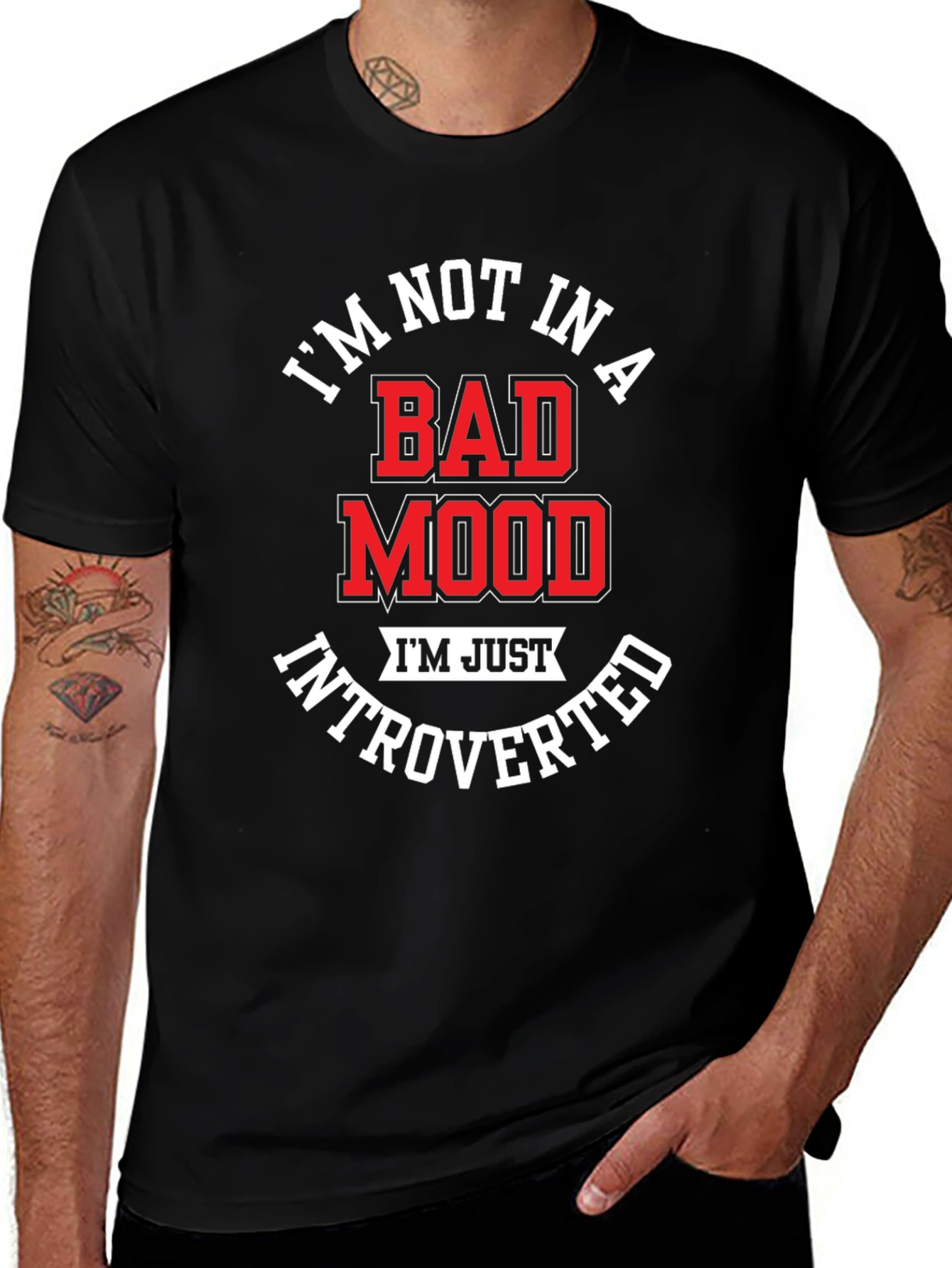 Introverted Humor T-Shirt - Black Cotton Blend Tee