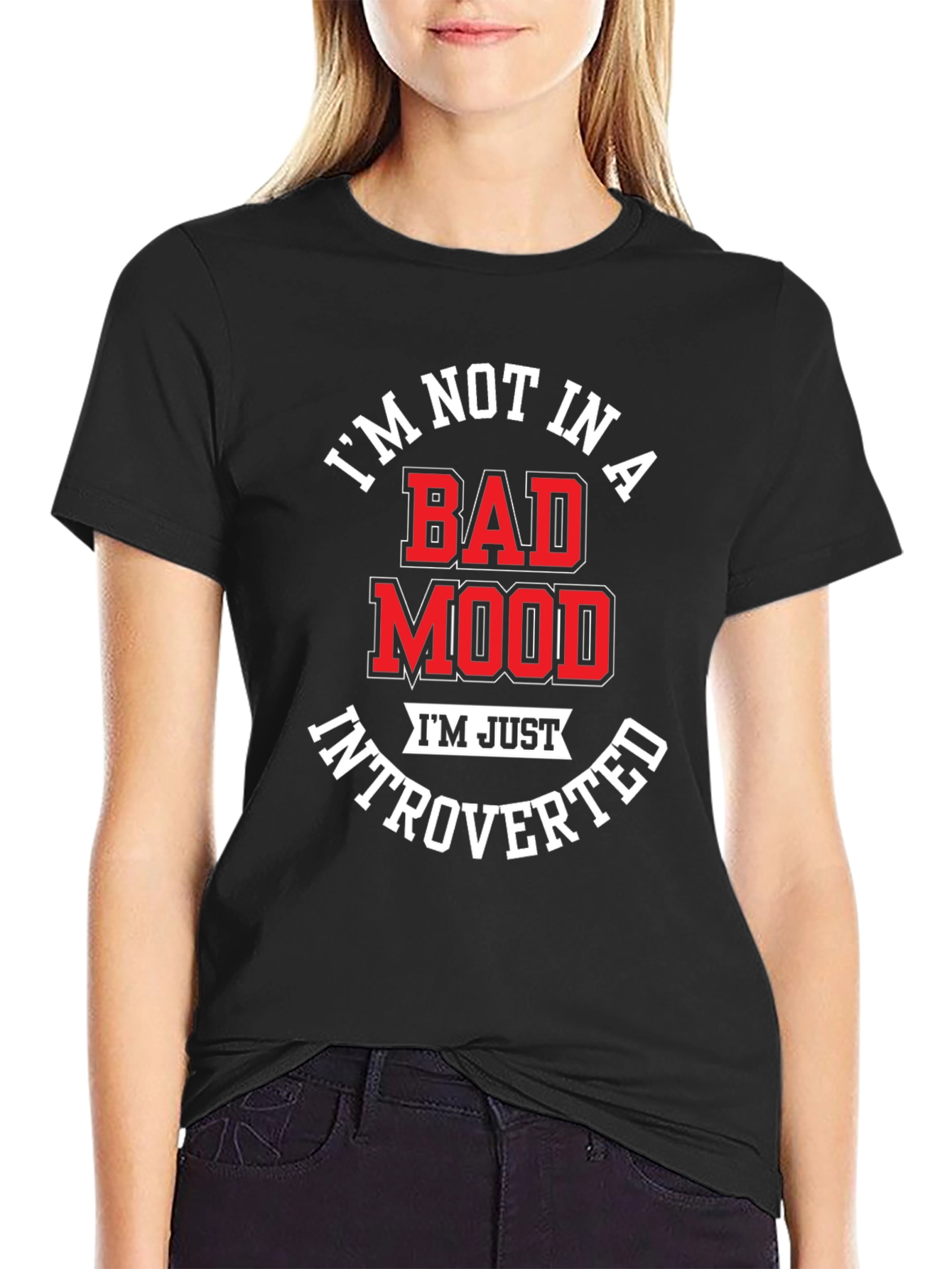 Introverted Humor T-Shirt - Black Cotton Blend Tee