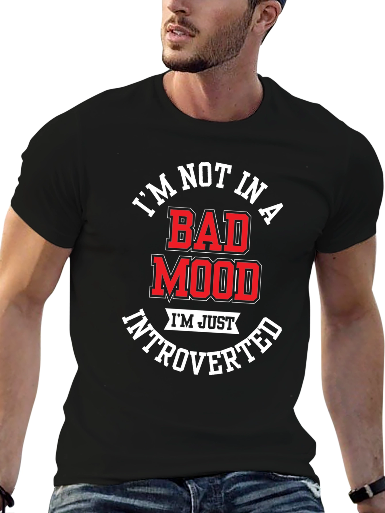 Introverted Humor T-Shirt - Black Cotton Blend Tee