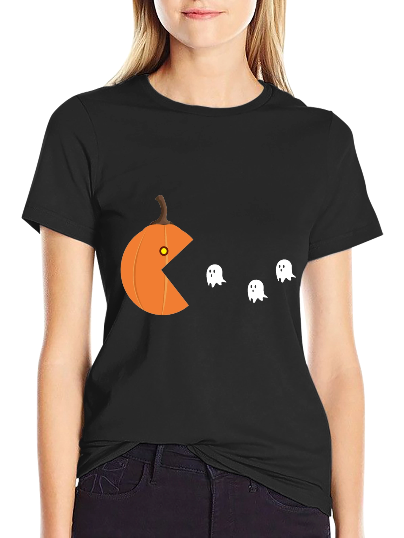 Halloween Pumpkin Pac T-Shirt - Ghost Muncher Tee