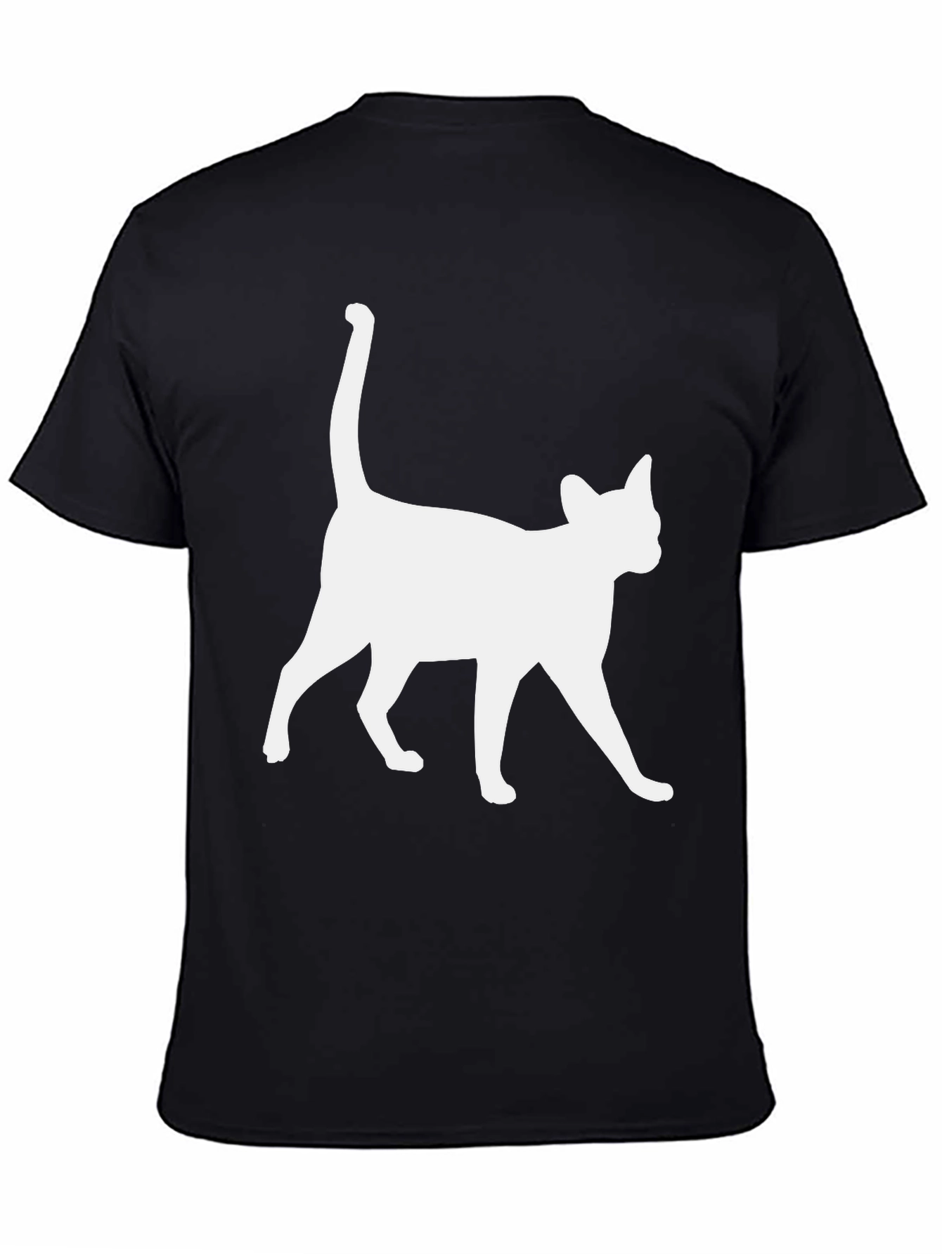 Cool Cat Silhouette Graphic Tee - Black Cotton
