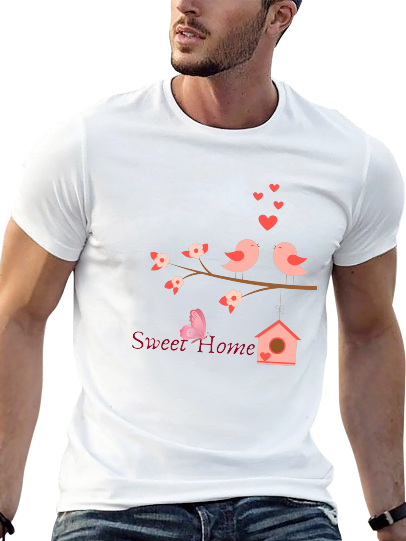 Sweet Home Birds Graphic Tee - Soft Cotton Blend