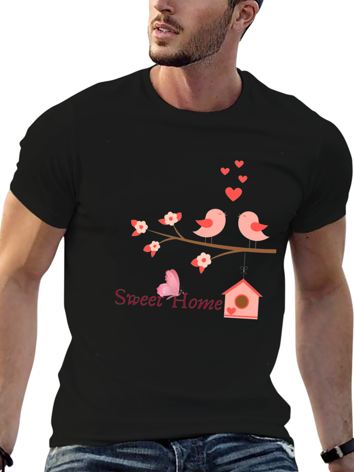 Sweet Home Birds Graphic Tee - Soft Cotton Blend