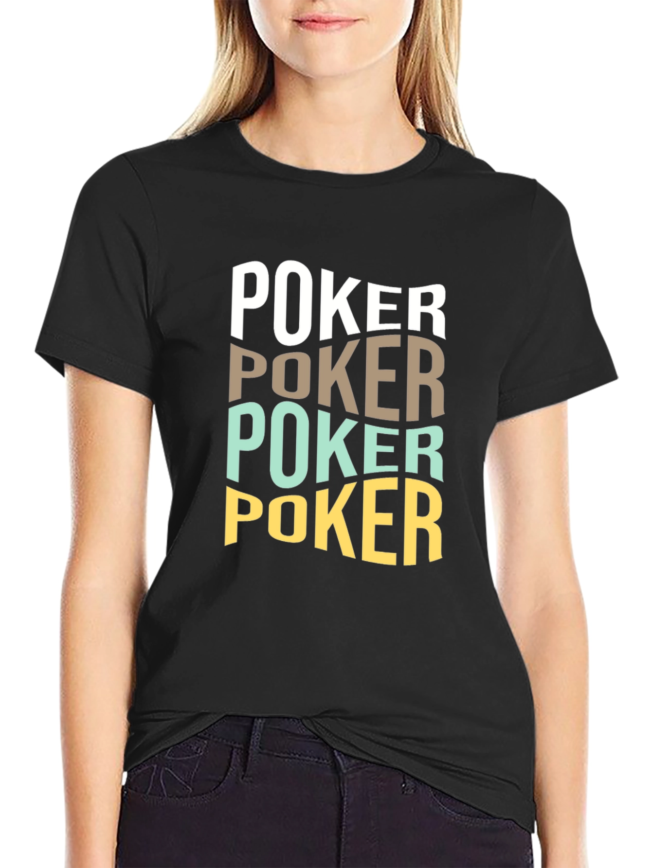 Poker Text Graphic T-Shirt - Casual Style