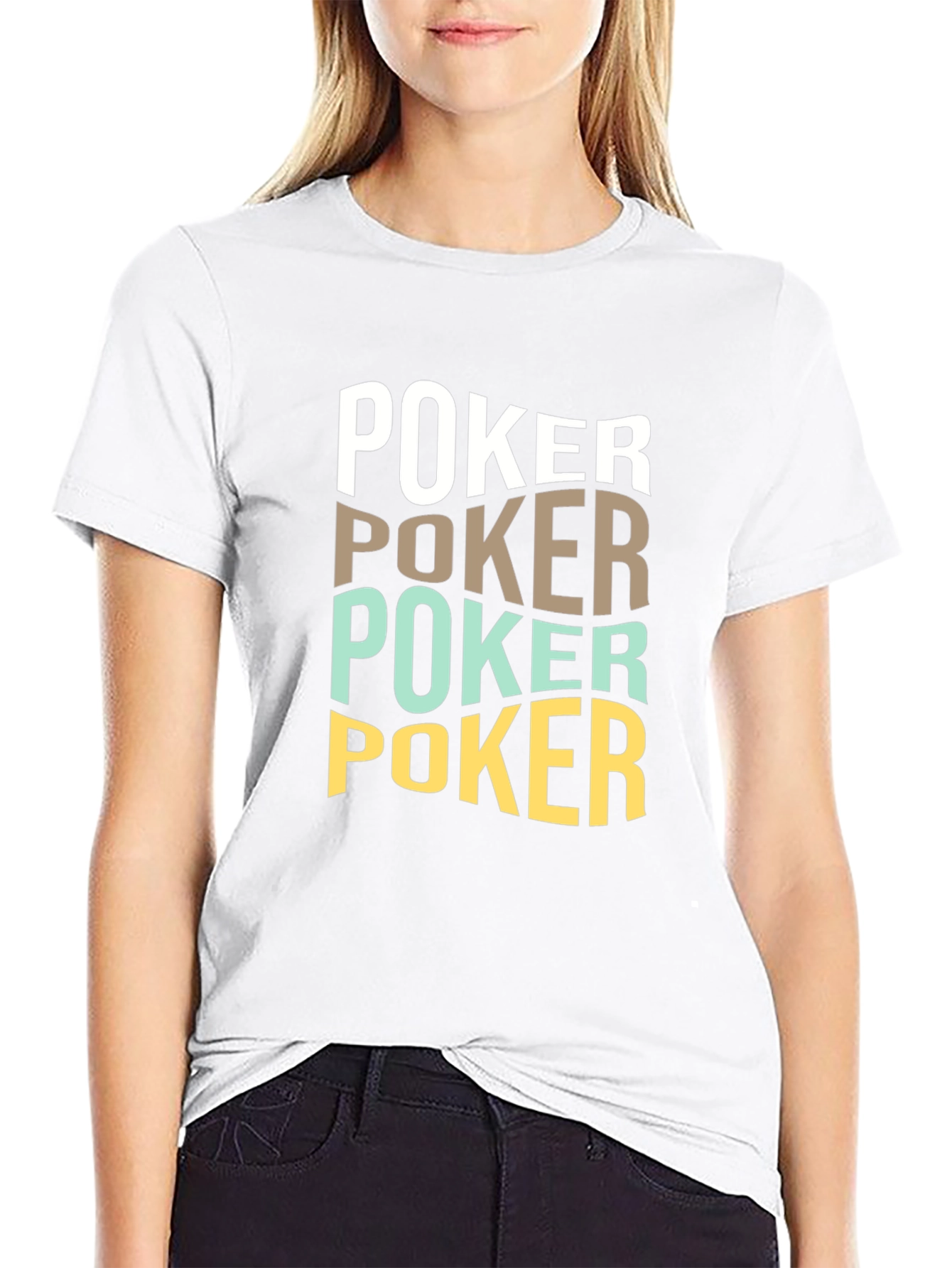 Poker Text Graphic T-Shirt - Casual Style