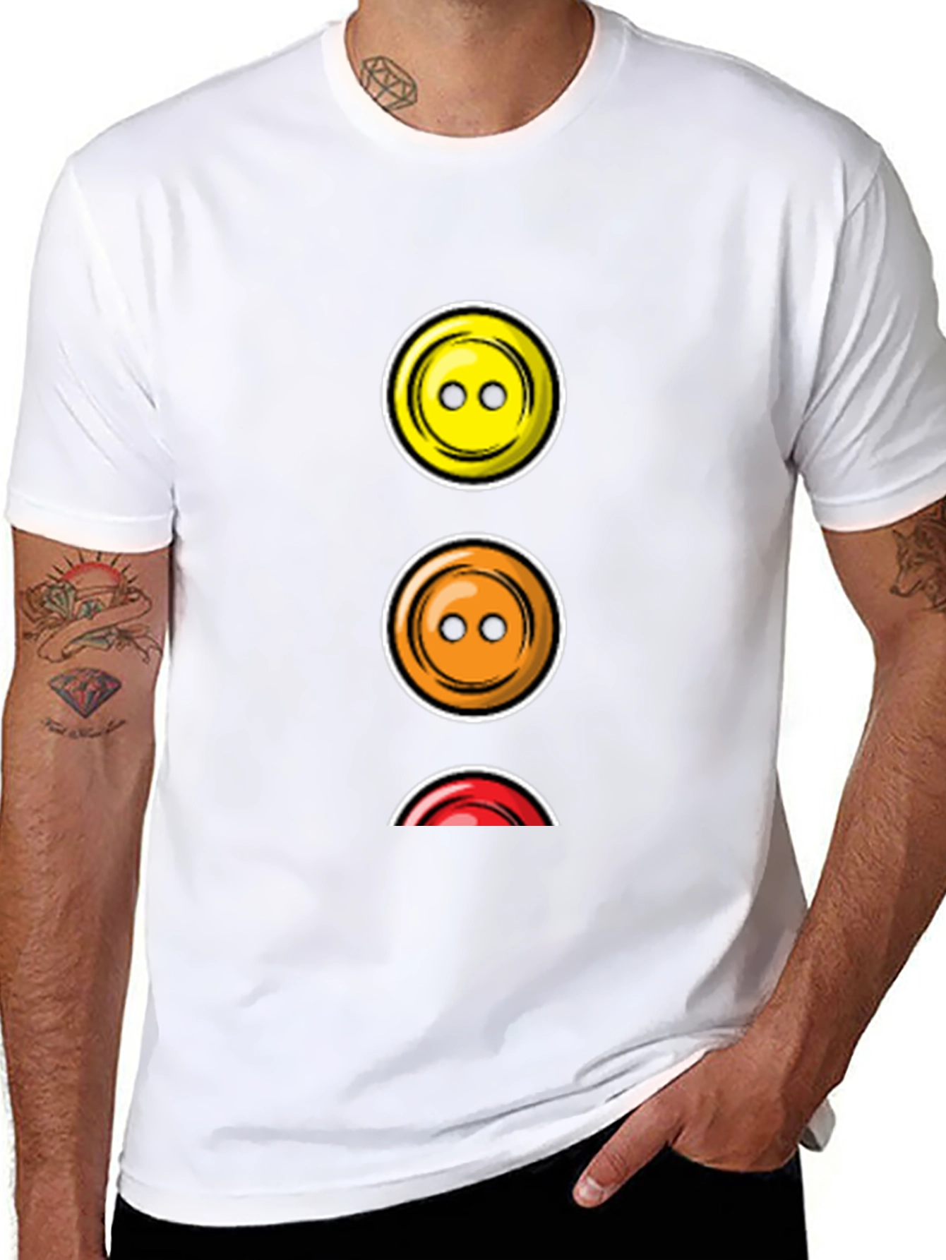 Traffic Light Buttons T-Shirt - Black