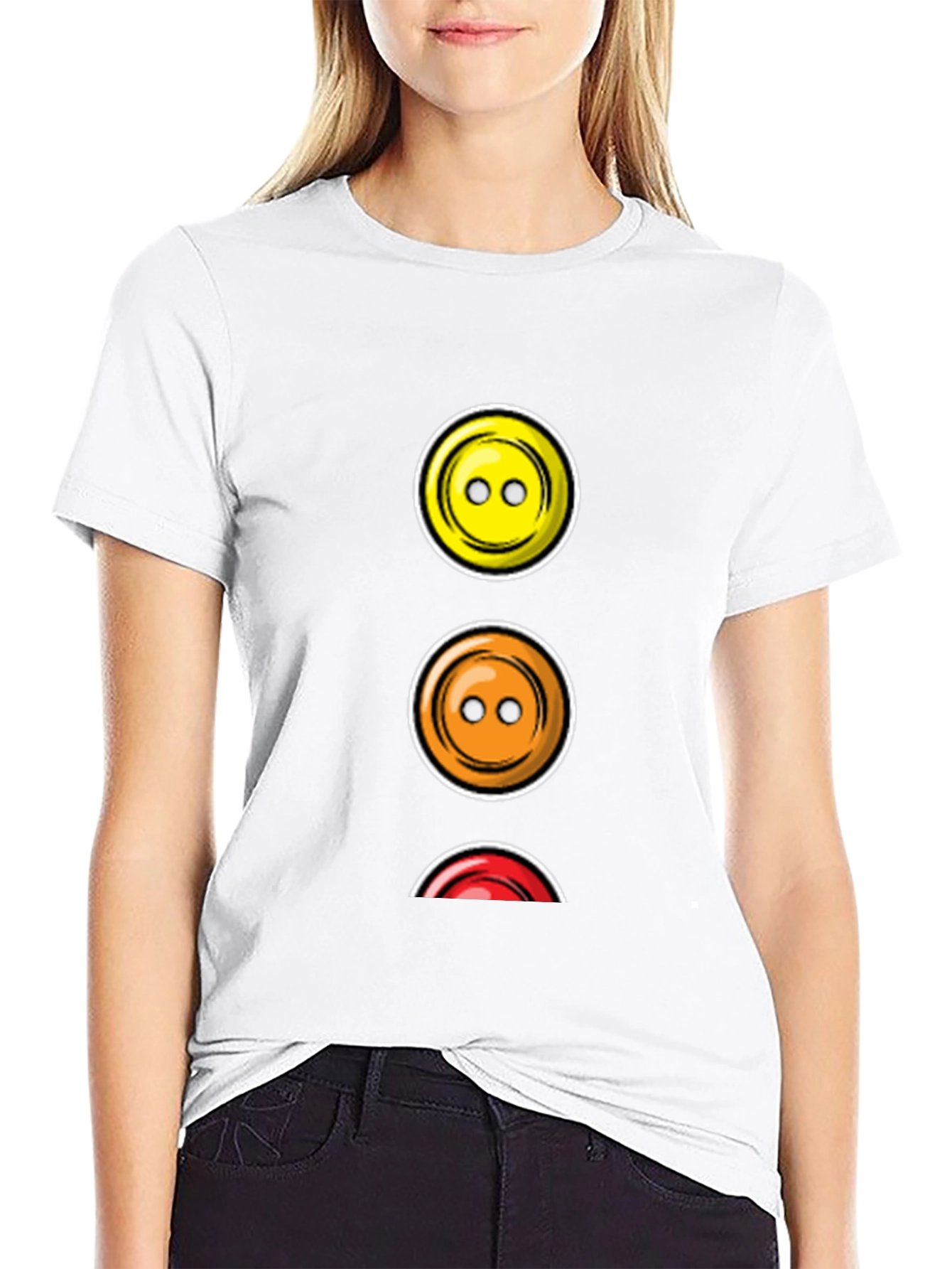 Traffic Light Buttons T-Shirt - Black