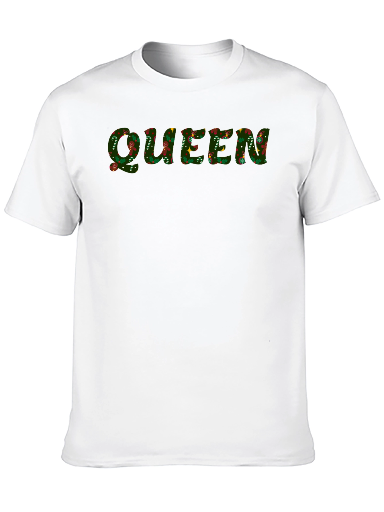 Christmas Queen Patterned Black T-Shirt