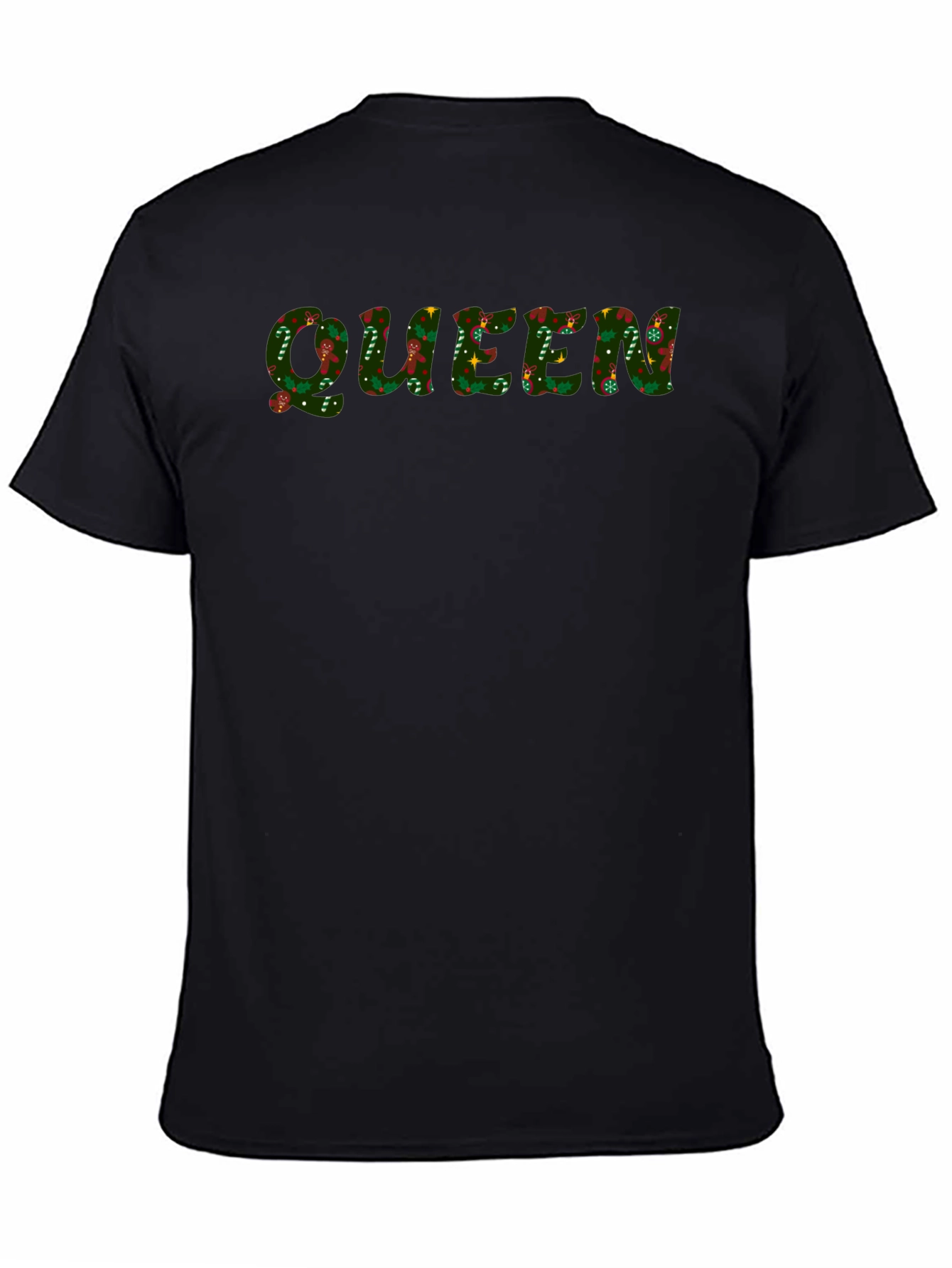 Christmas Queen Patterned Black T-Shirt