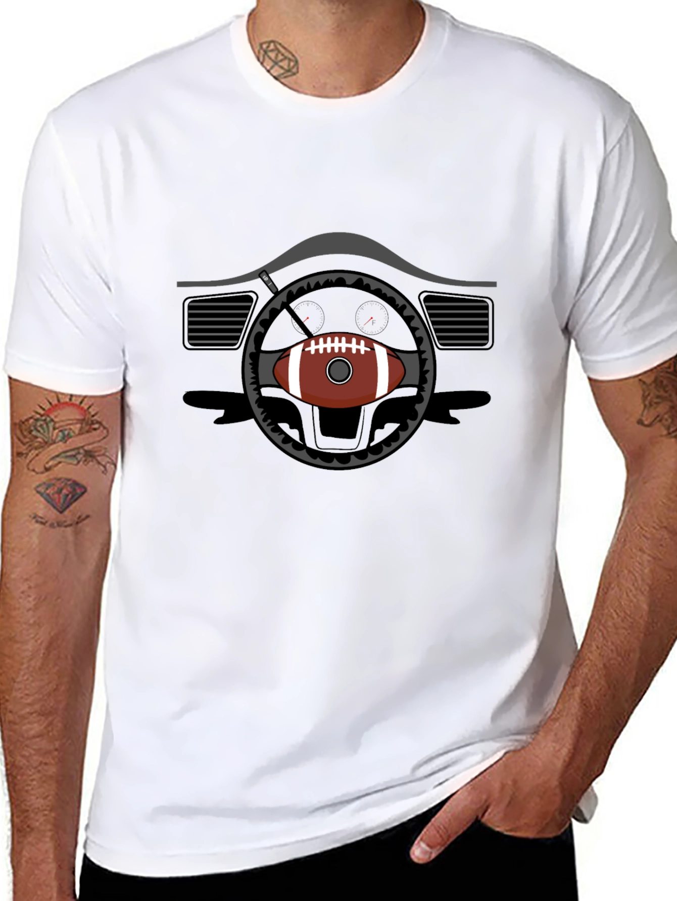 Football Steering Wheel Graphic Tee