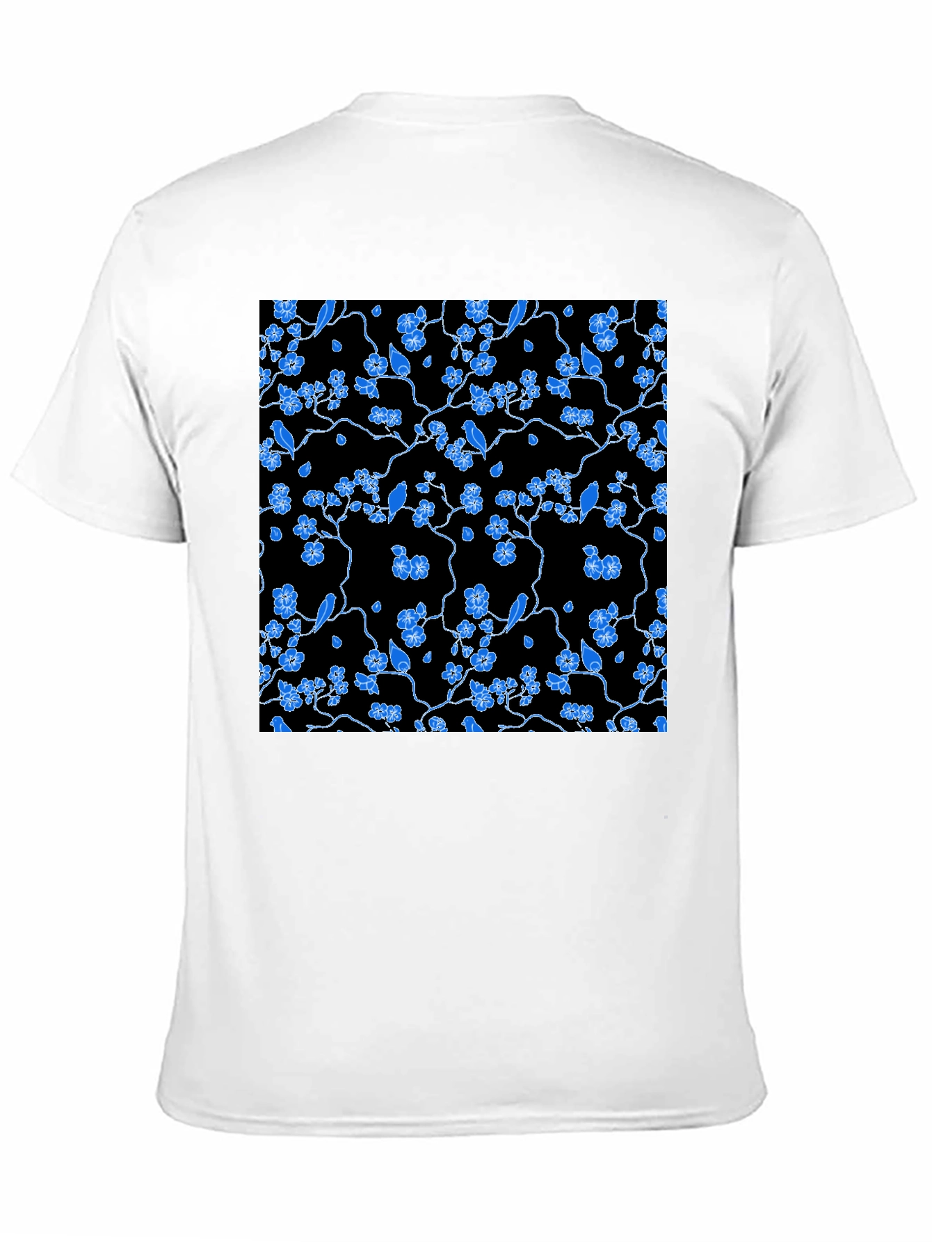 Black Tee with Blue Floral Pattern
