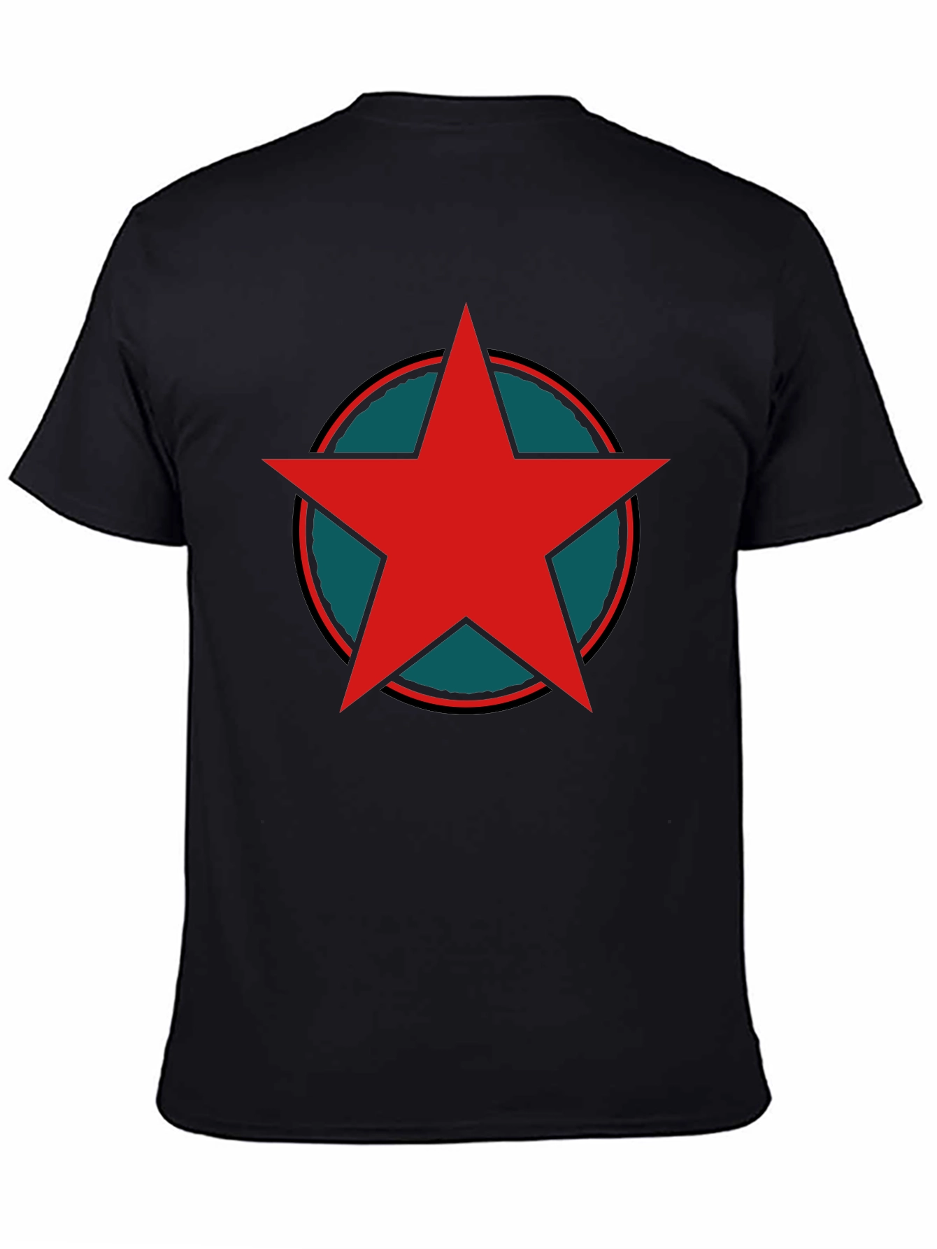 Red Star Graphic Print Black T-Shirt