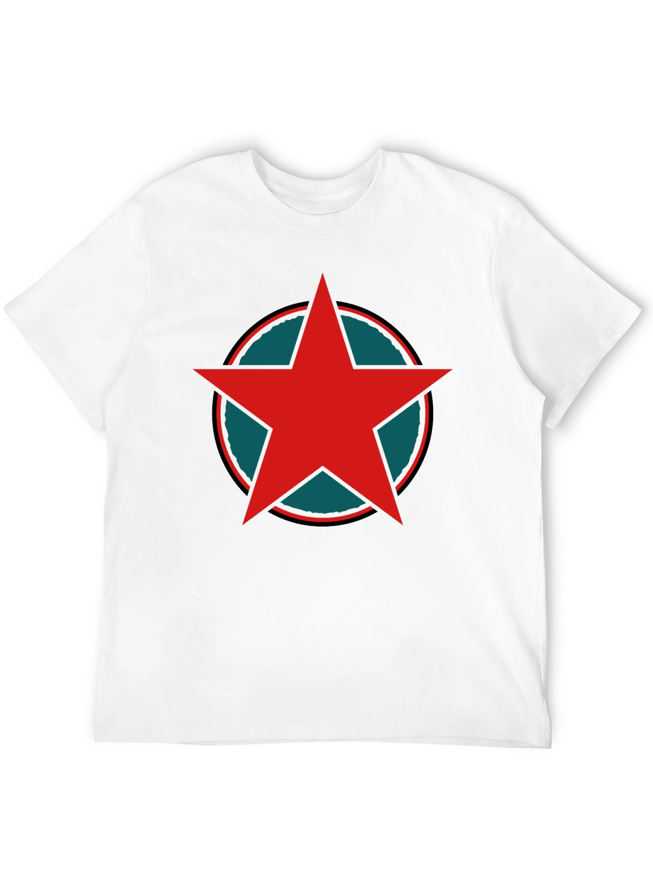 Red Star Graphic Print Black T-Shirt