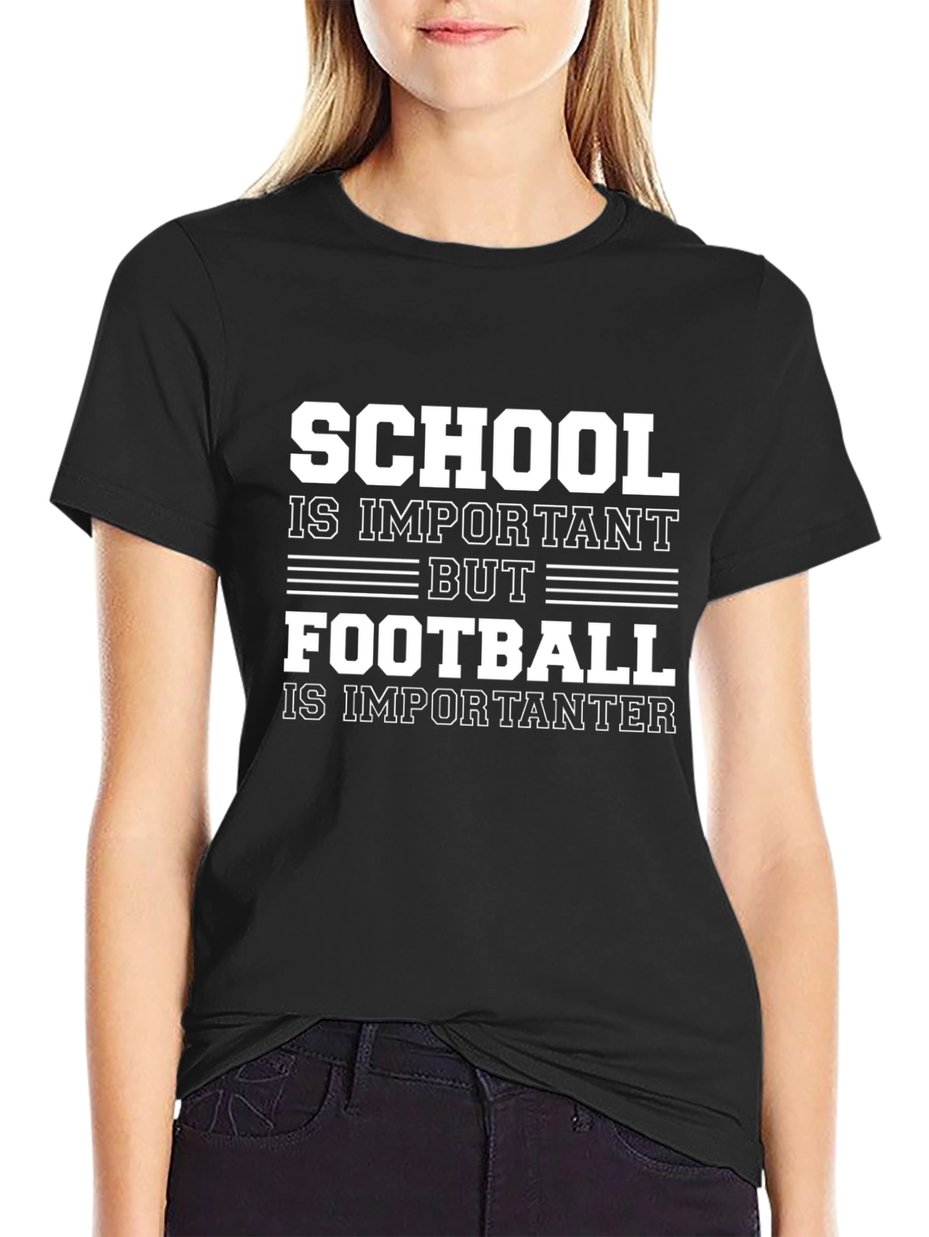 Funny Football T-Shirt - School Important...But!