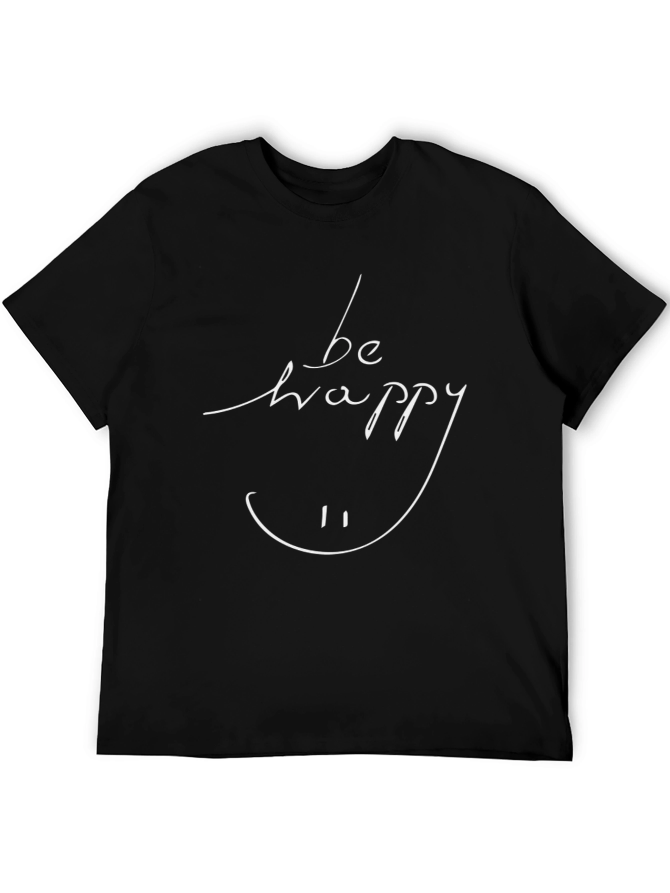 Be Happy Graphic T-Shirt - Mens Black Cotton Tee
