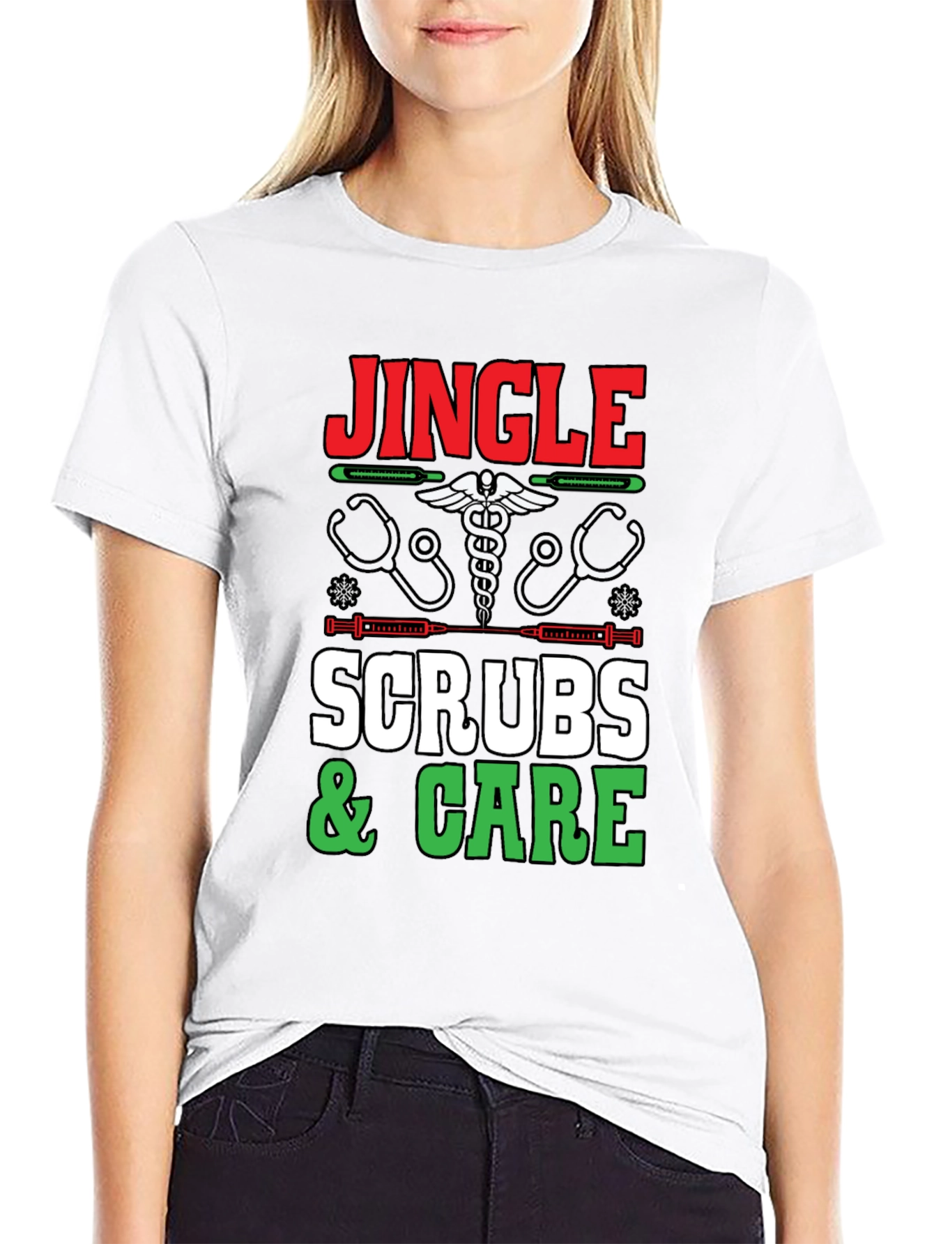 Jingle Scrubs & Care Holiday Tee