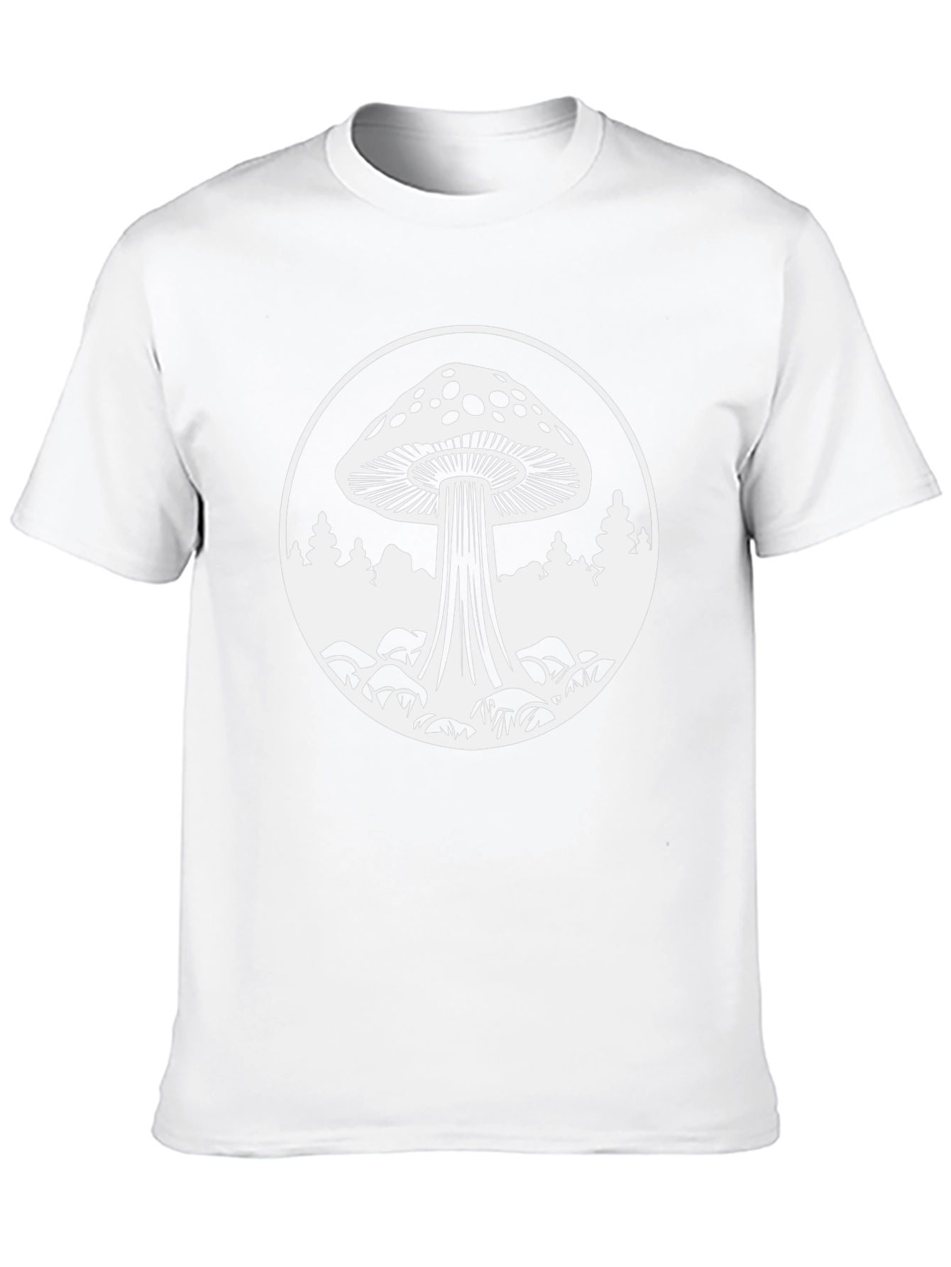Mushroom Graphic Tee - Black Cotton Crew Neck T-Shirt