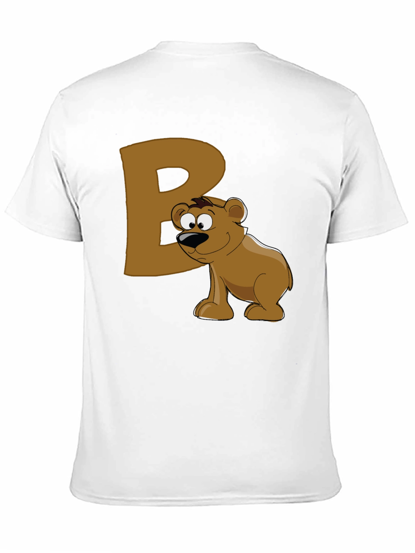 Bear Letter B Black T-Shirt - Cartoon Animal Tee