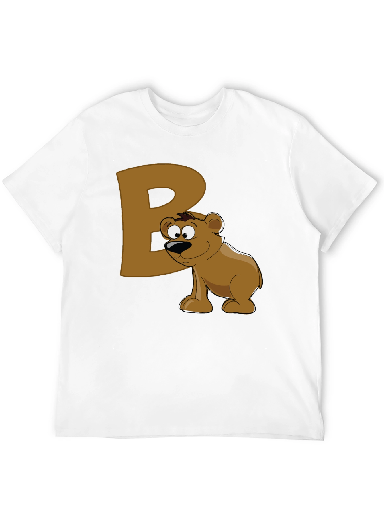 Bear Letter B Black T-Shirt - Cartoon Animal Tee