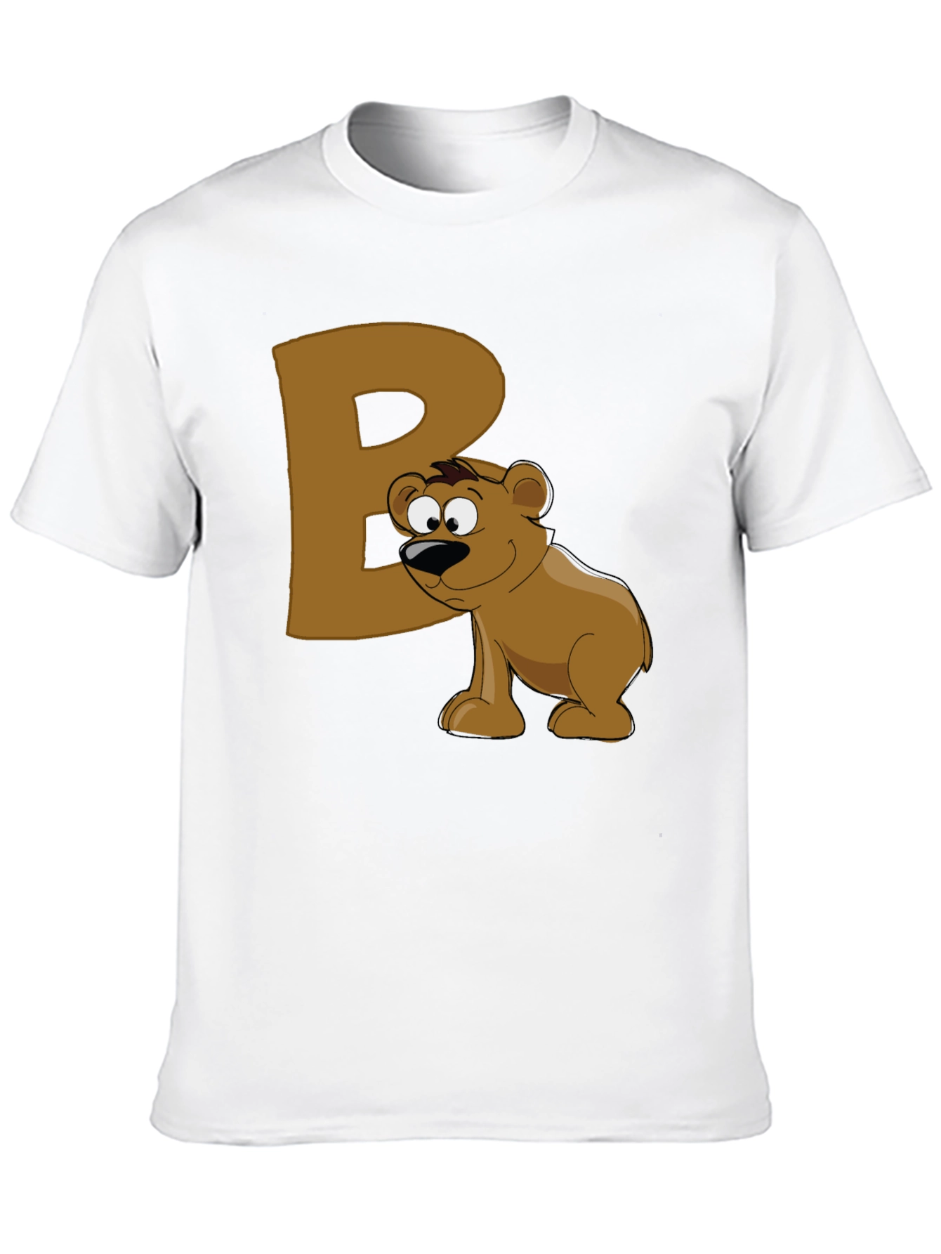 Bear Letter B Black T-Shirt - Cartoon Animal Tee