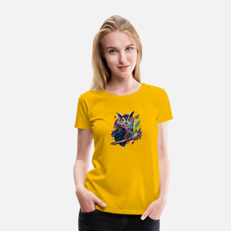 Vibrant Owl Design with Yellow Eyes on Black