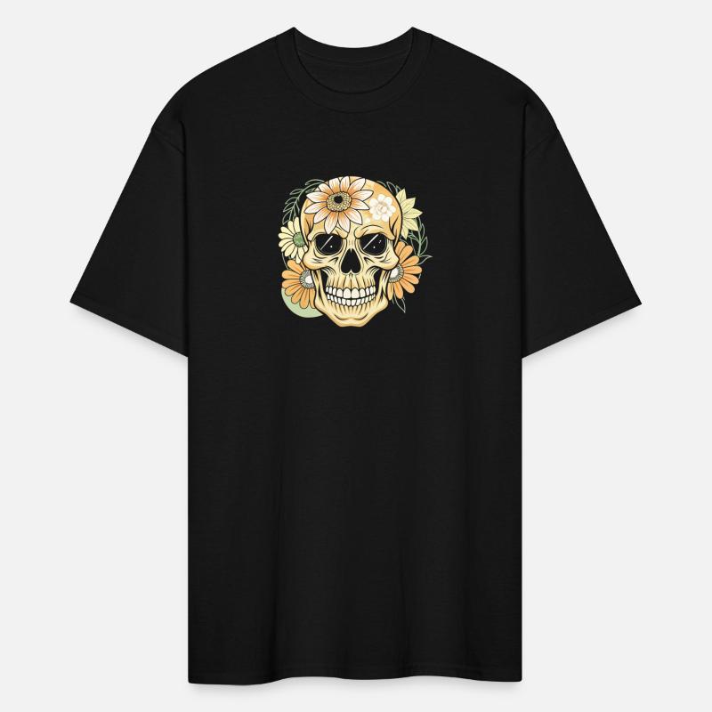 Vintage Retro Halloween Sugar Skull with floral