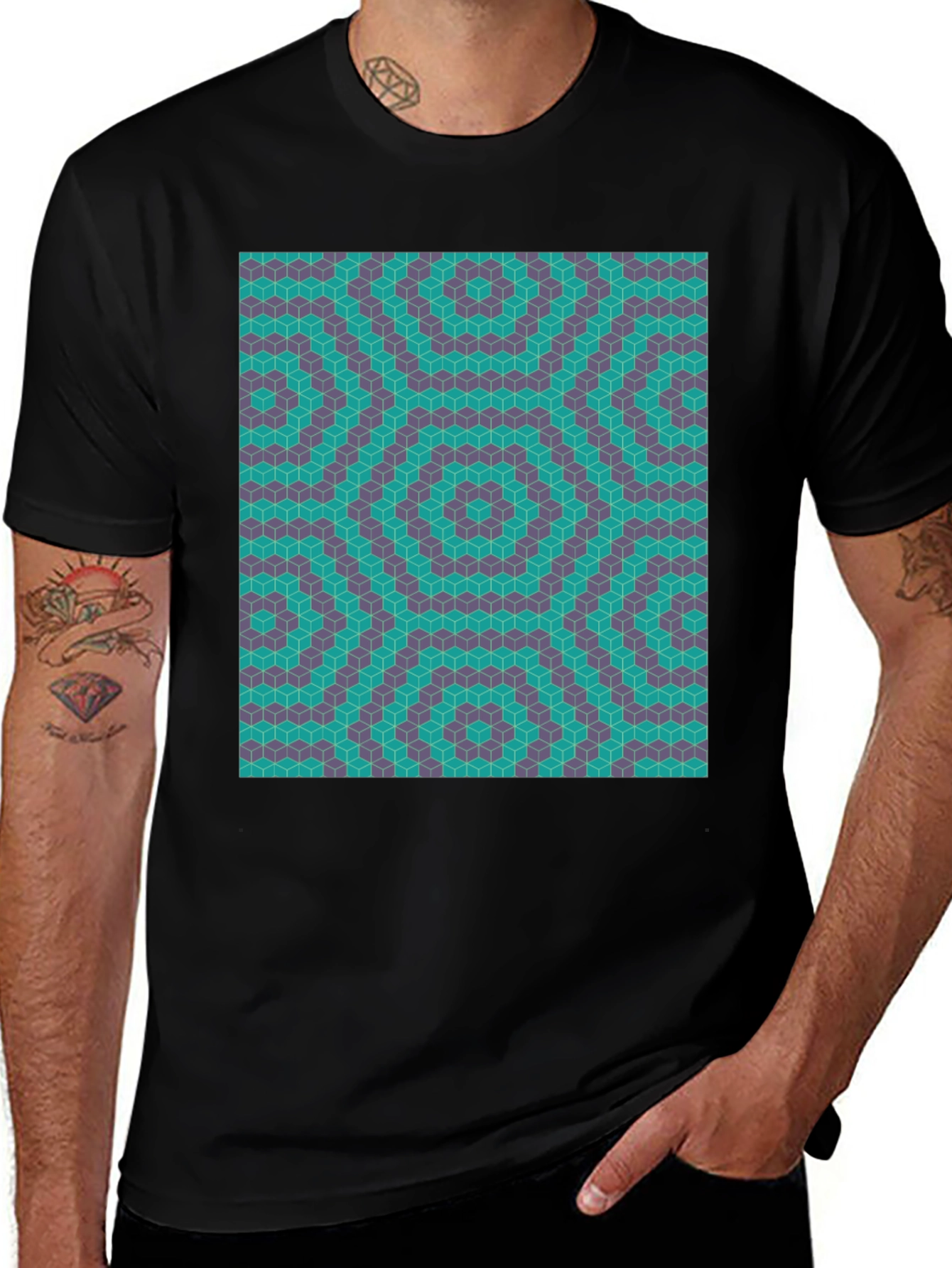 Geometric Illusion T-Shirt - Modern Art Tee