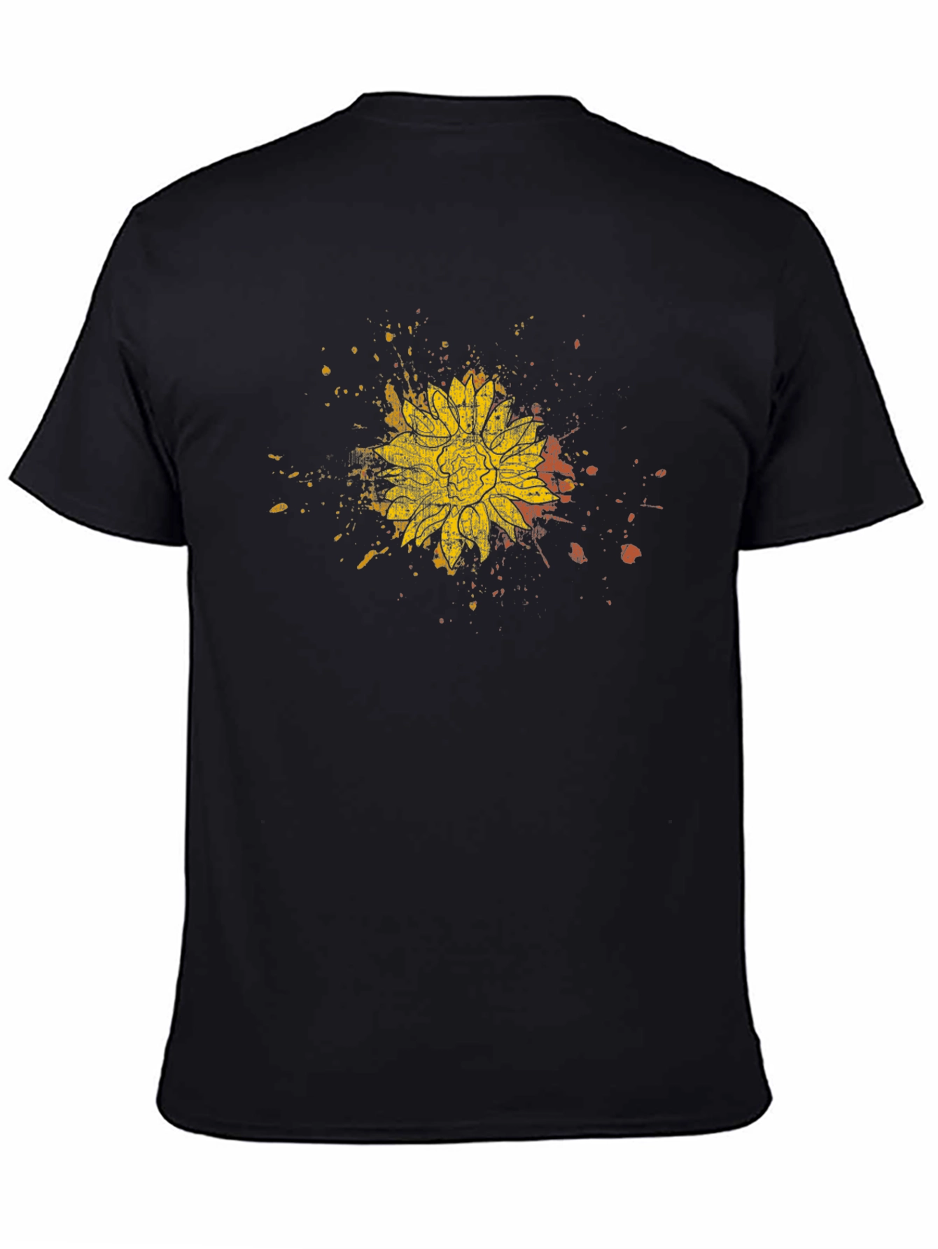 Sunflower Splatter Black T-Shirt