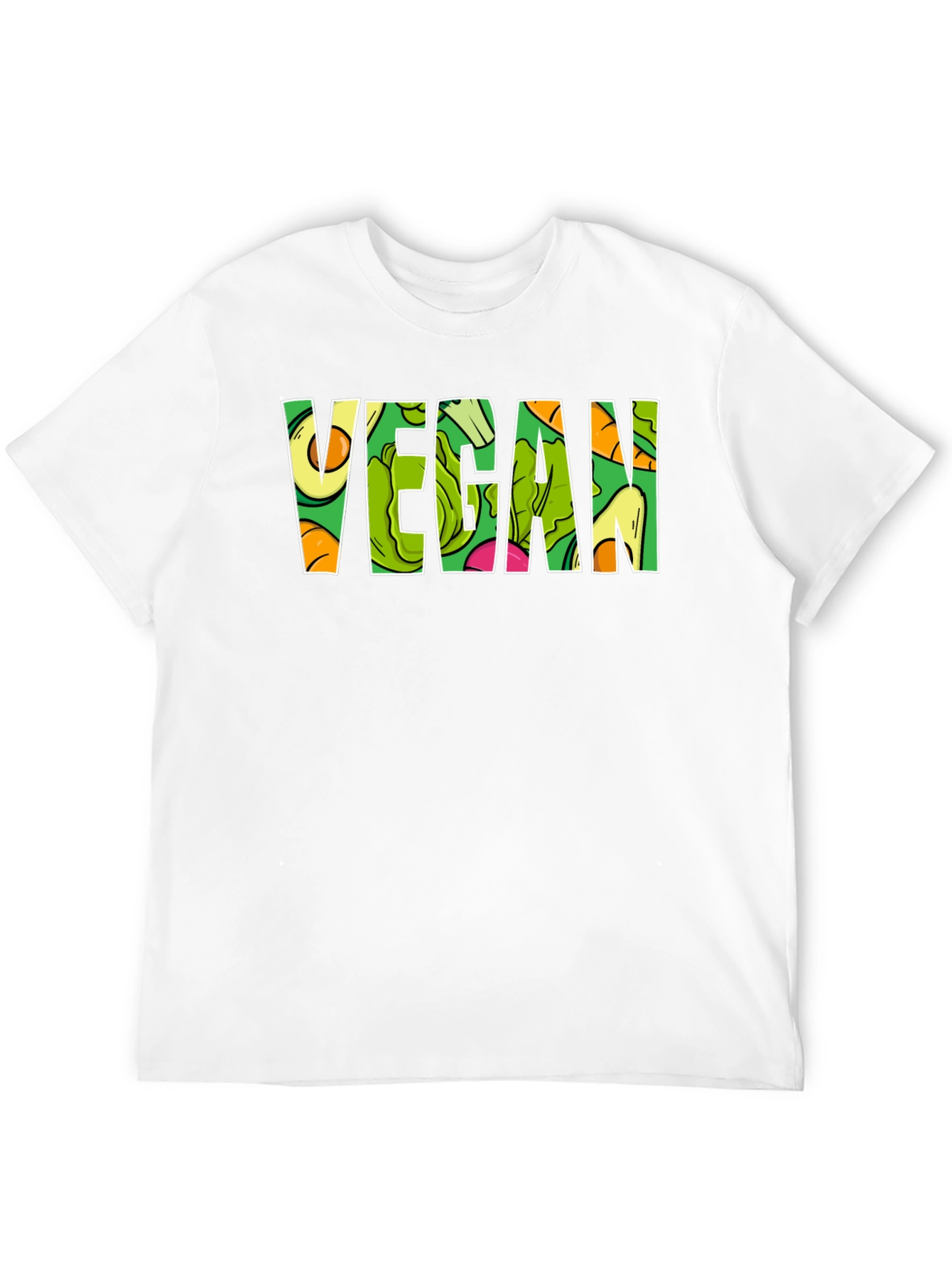 Vegan T-Shirt - Fruit and Vegetable Letter Design