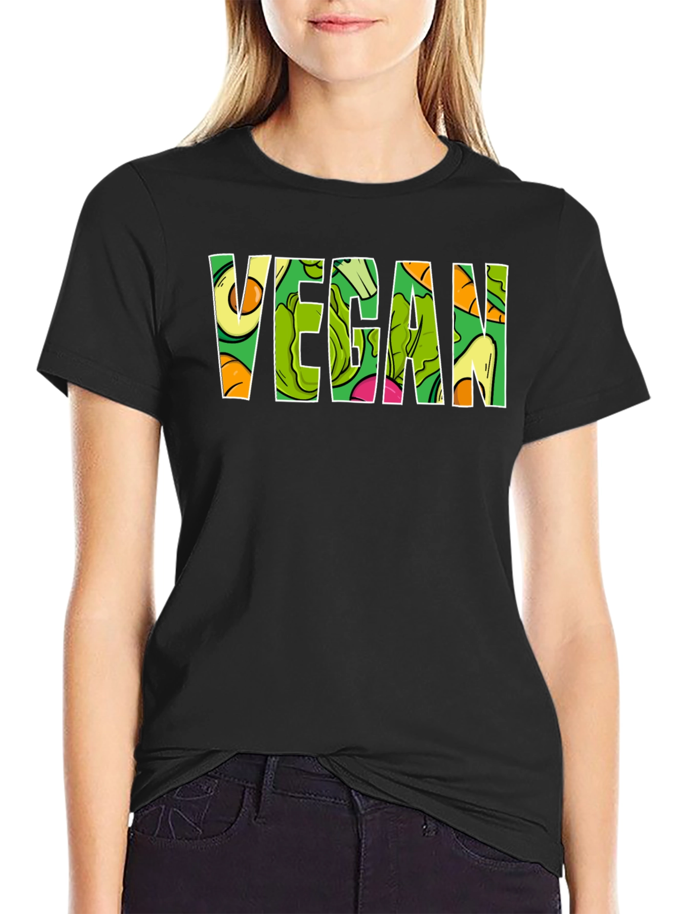 Vegan T-Shirt - Fruit and Vegetable Letter Design