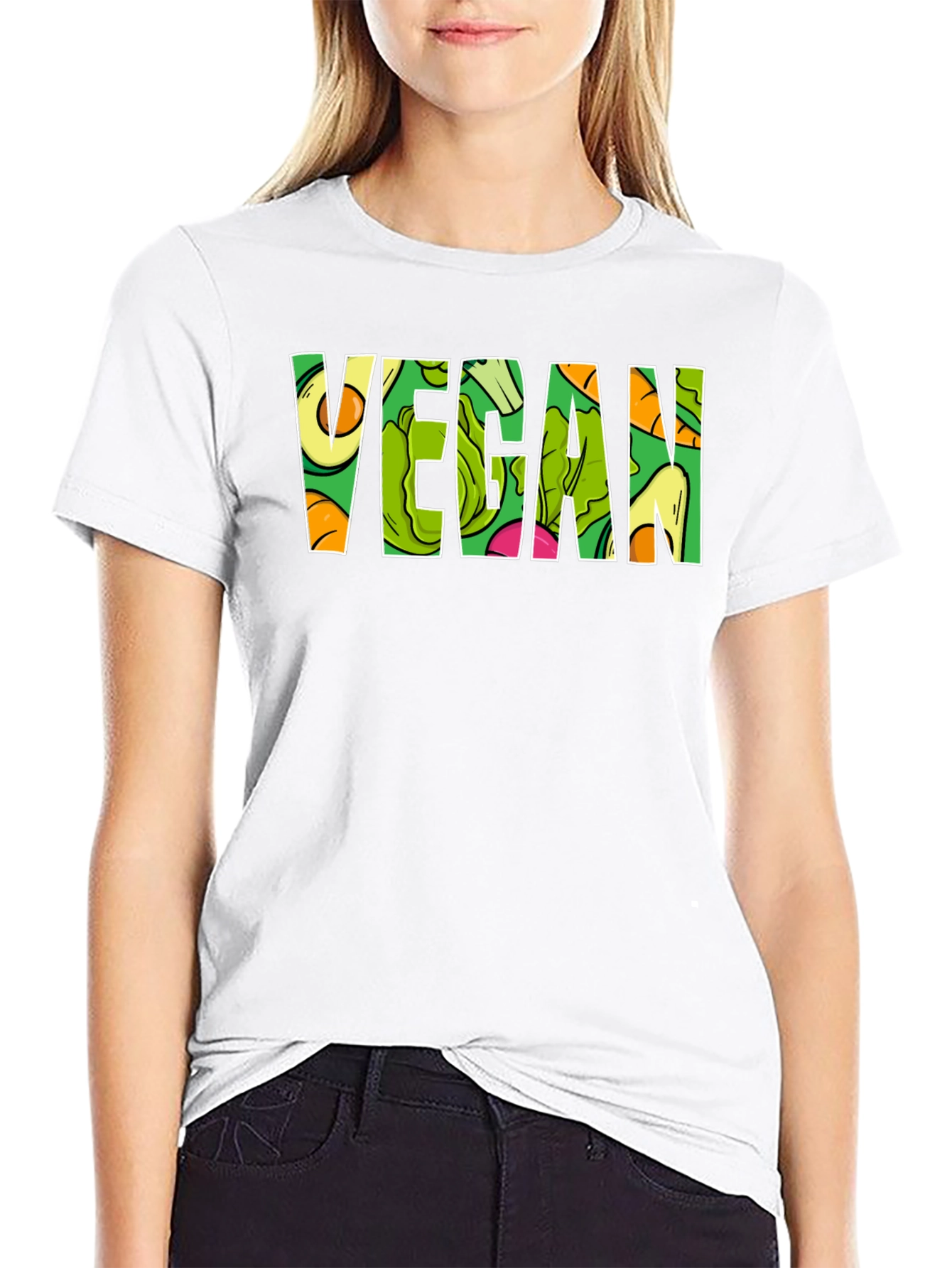 Vegan T-Shirt - Fruit and Vegetable Letter Design