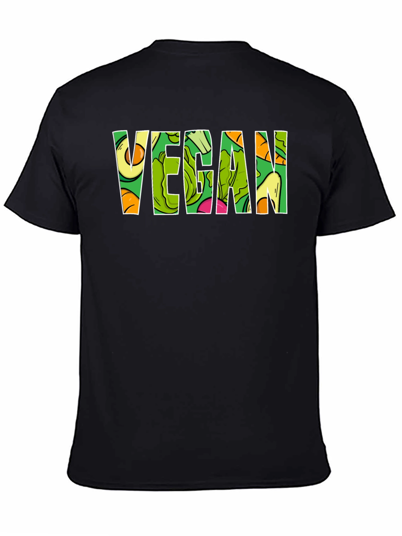 Vegan T-Shirt - Fruit and Vegetable Letter Design