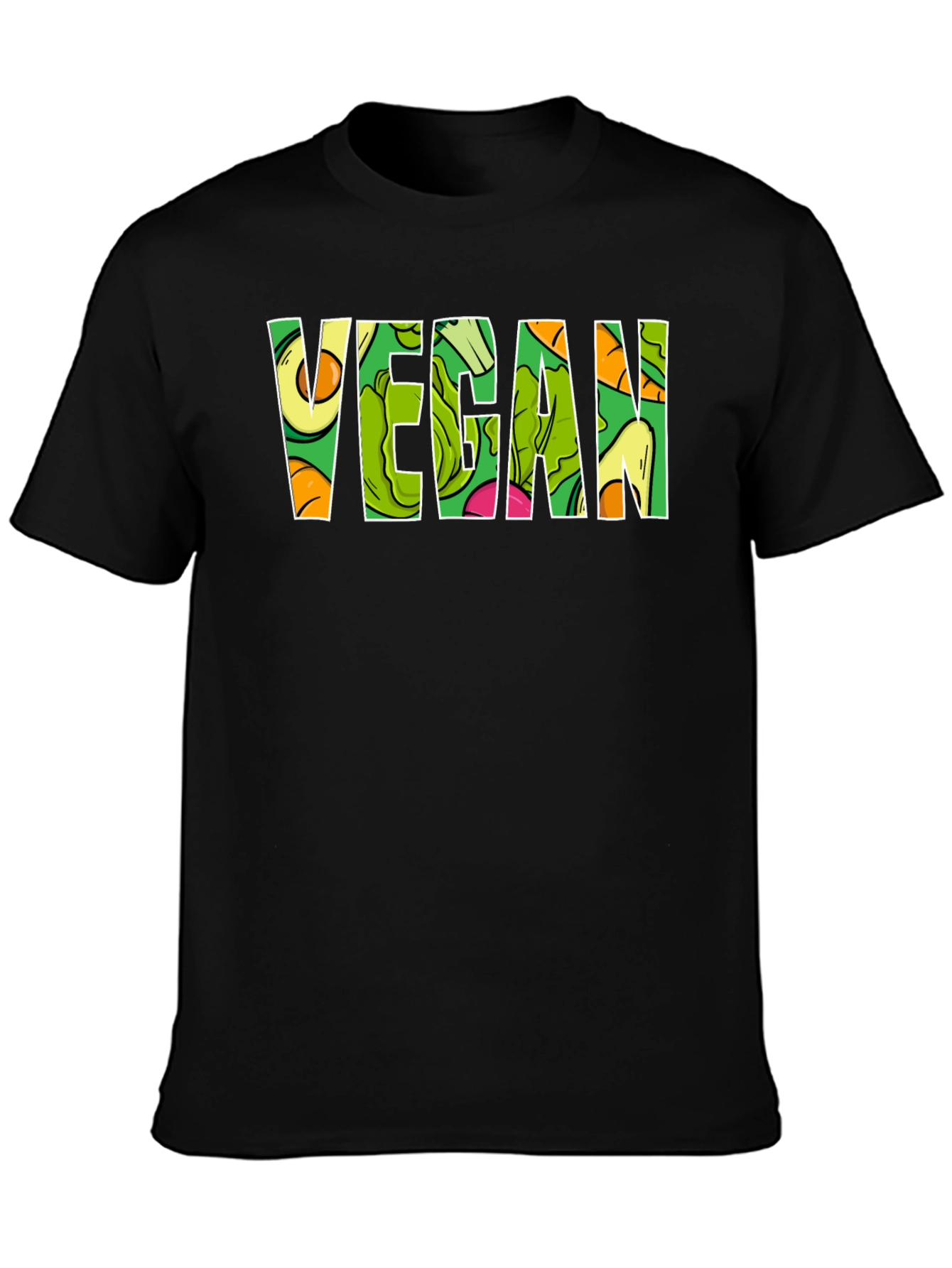Vegan T-Shirt - Fruit and Vegetable Letter Design