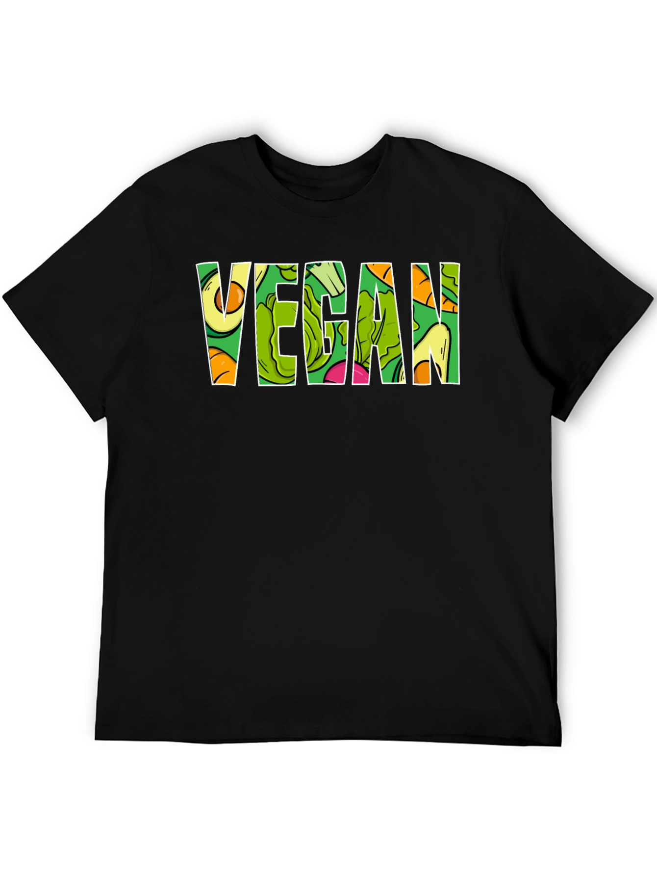 Vegan T-Shirt - Fruit and Vegetable Letter Design