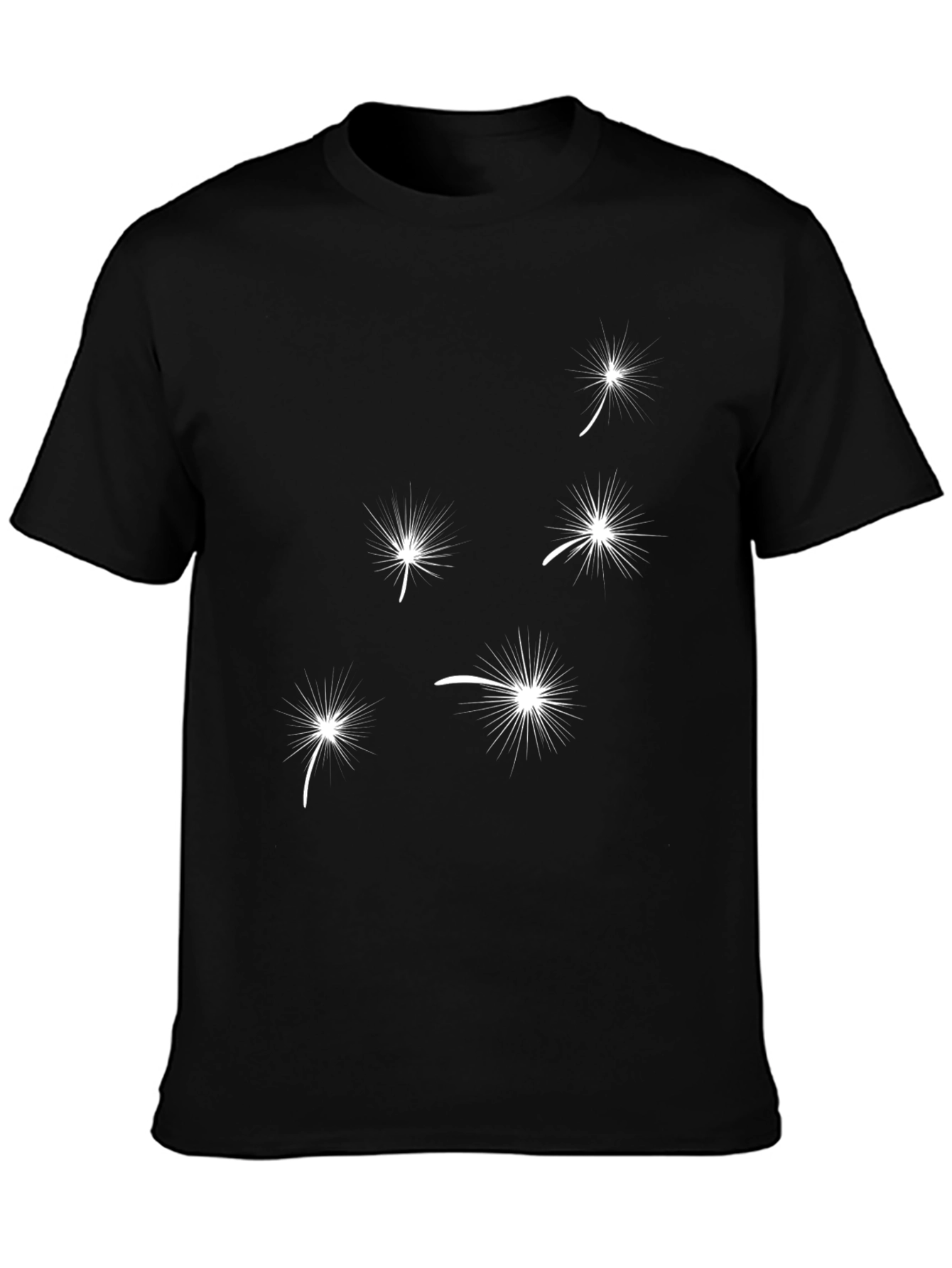 Dandelion Seed Print Black T-Shirt