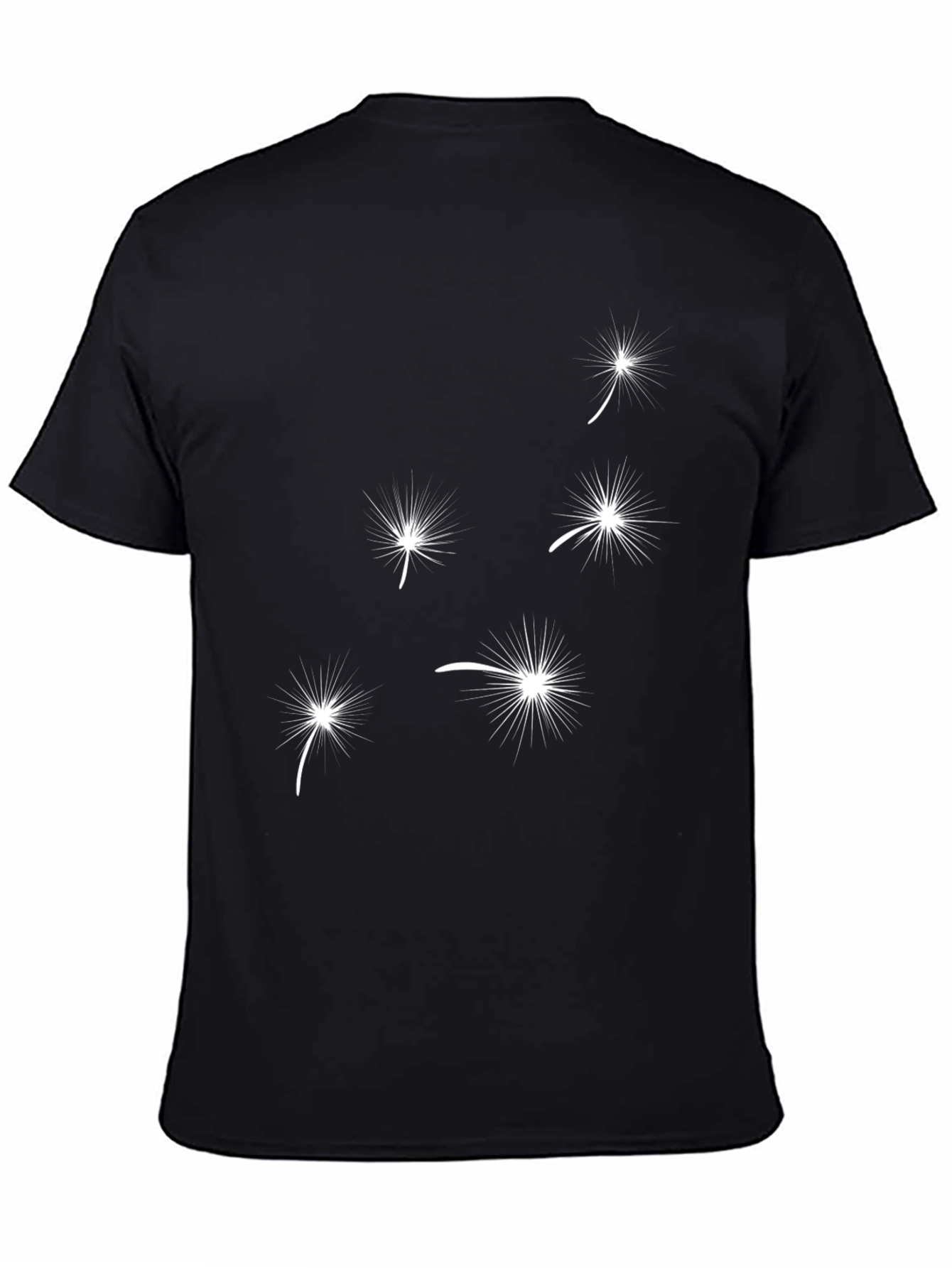 Dandelion Seed Print Black T-Shirt
