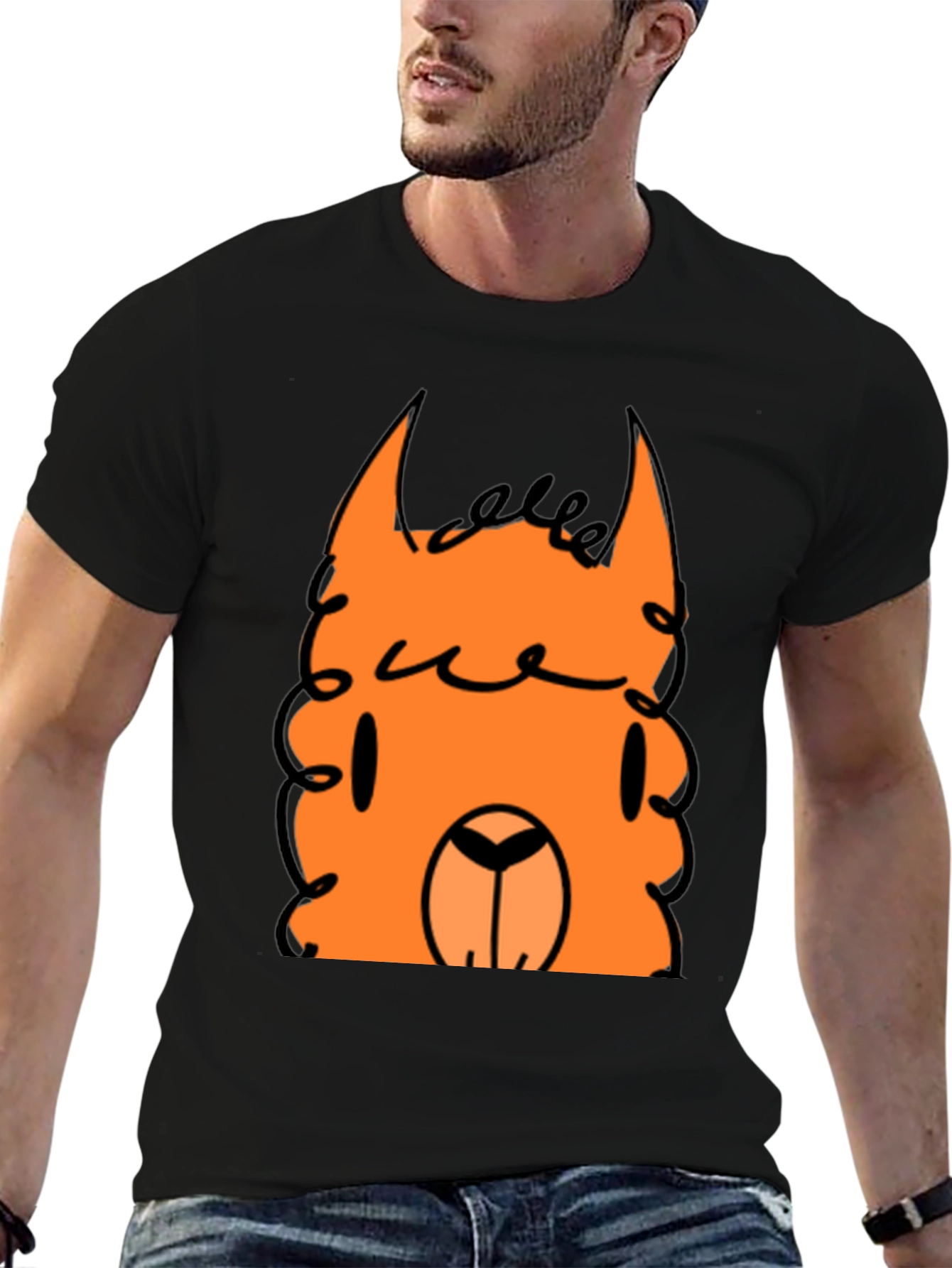 Orange Llama Graphic Tee - Quirky Casual Style
