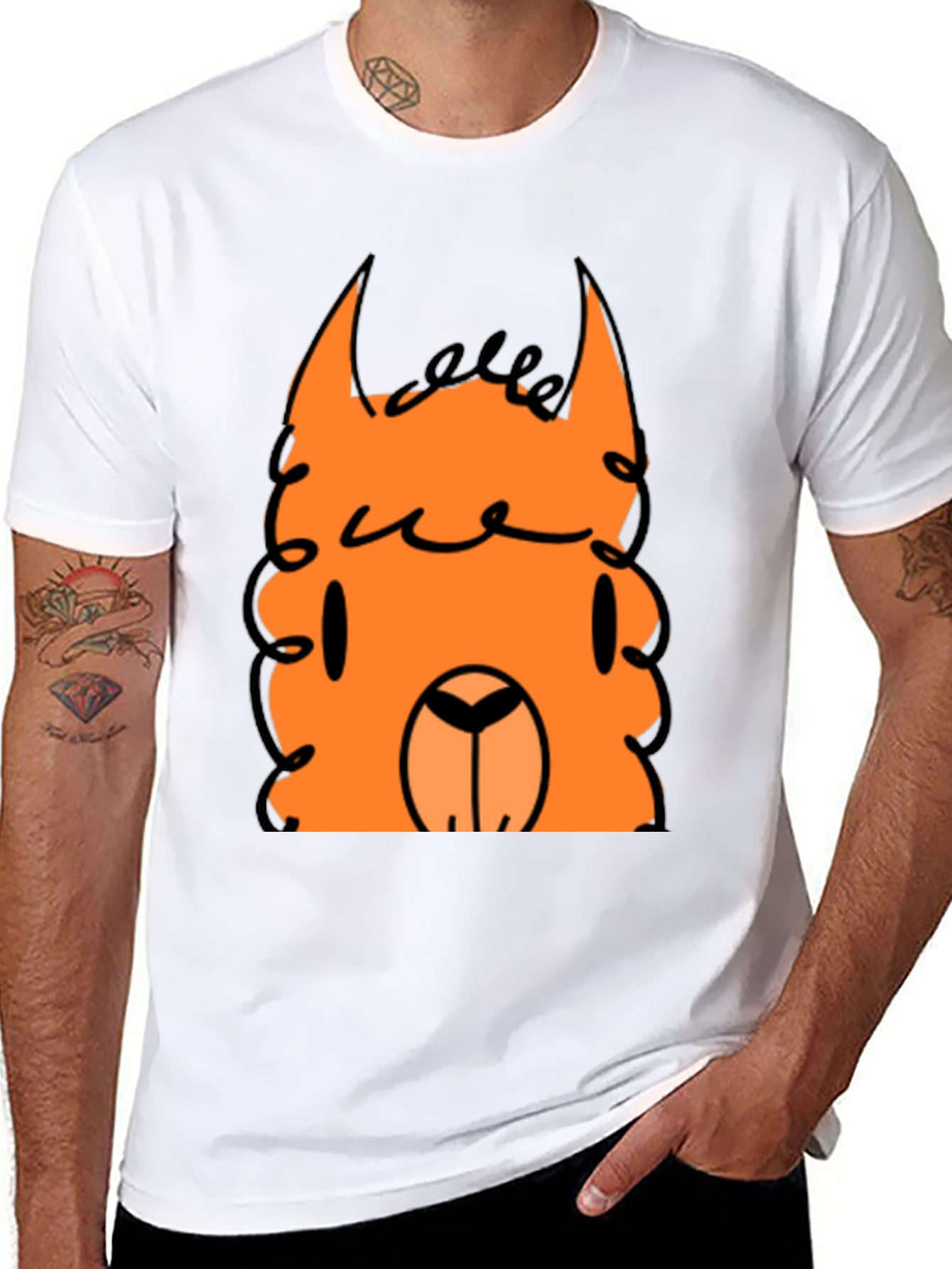 Orange Llama Graphic Tee - Quirky Casual Style