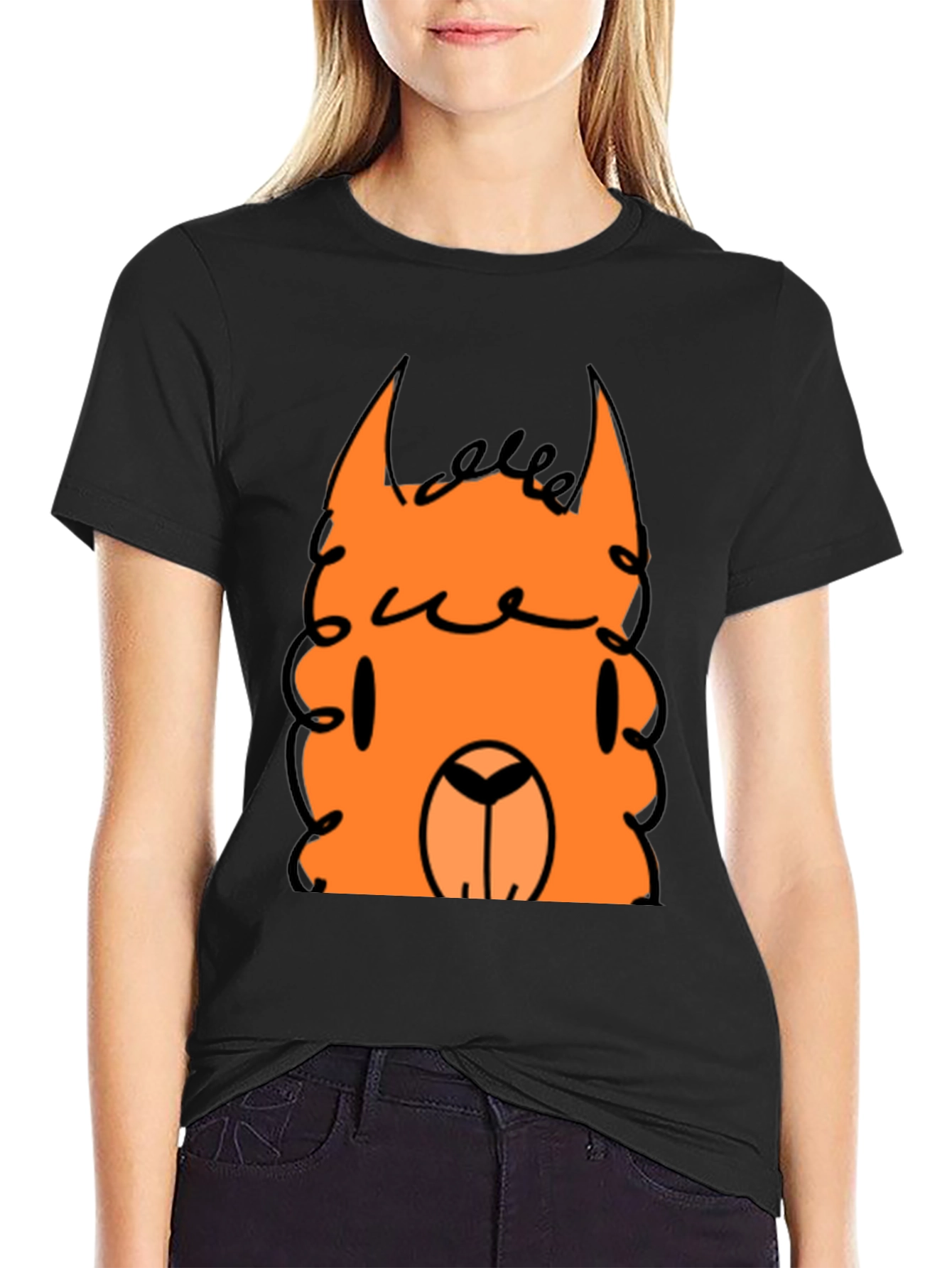 Orange Llama Graphic Tee - Quirky Casual Style
