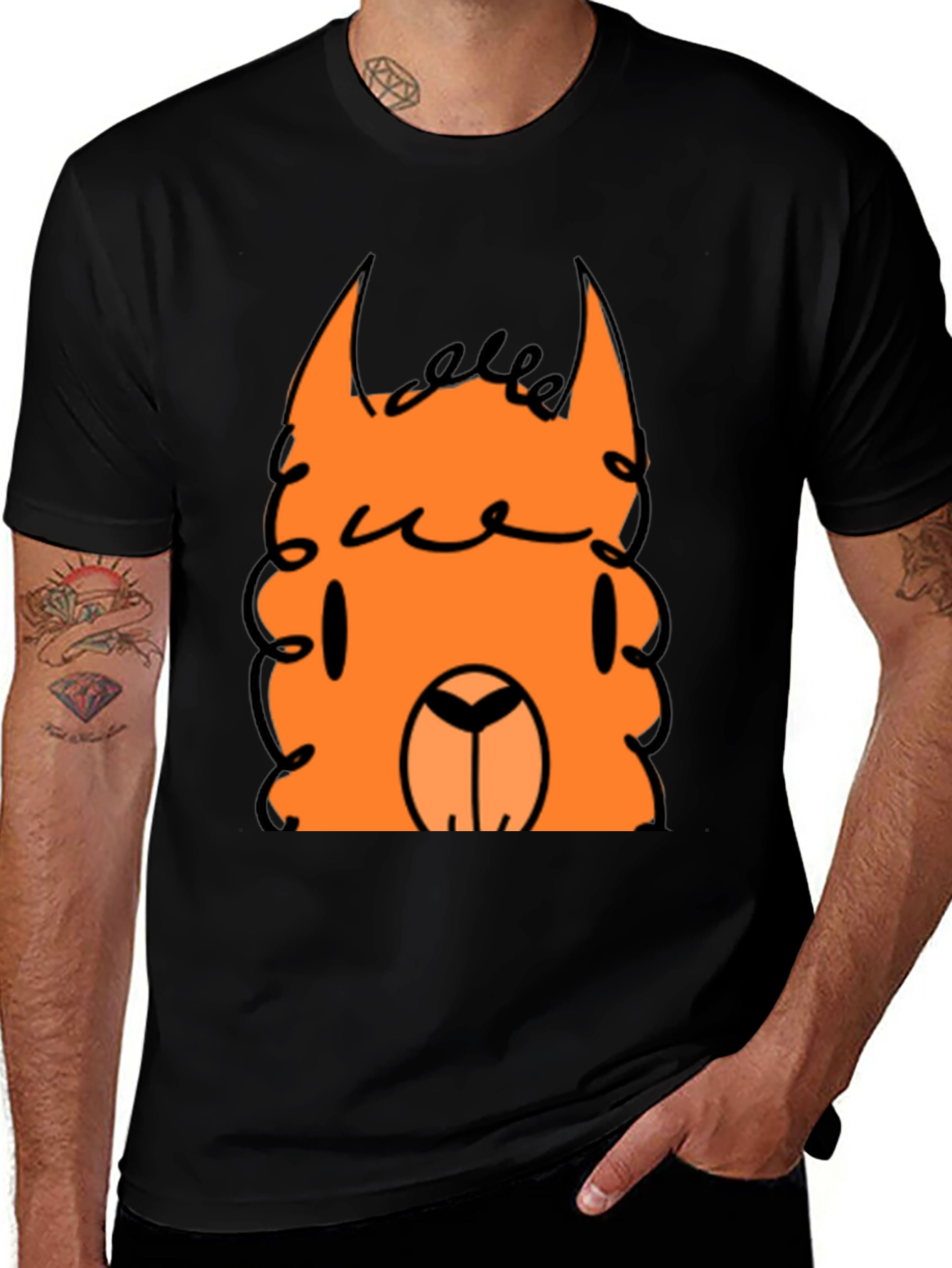 Orange Llama Graphic Tee - Quirky Casual Style