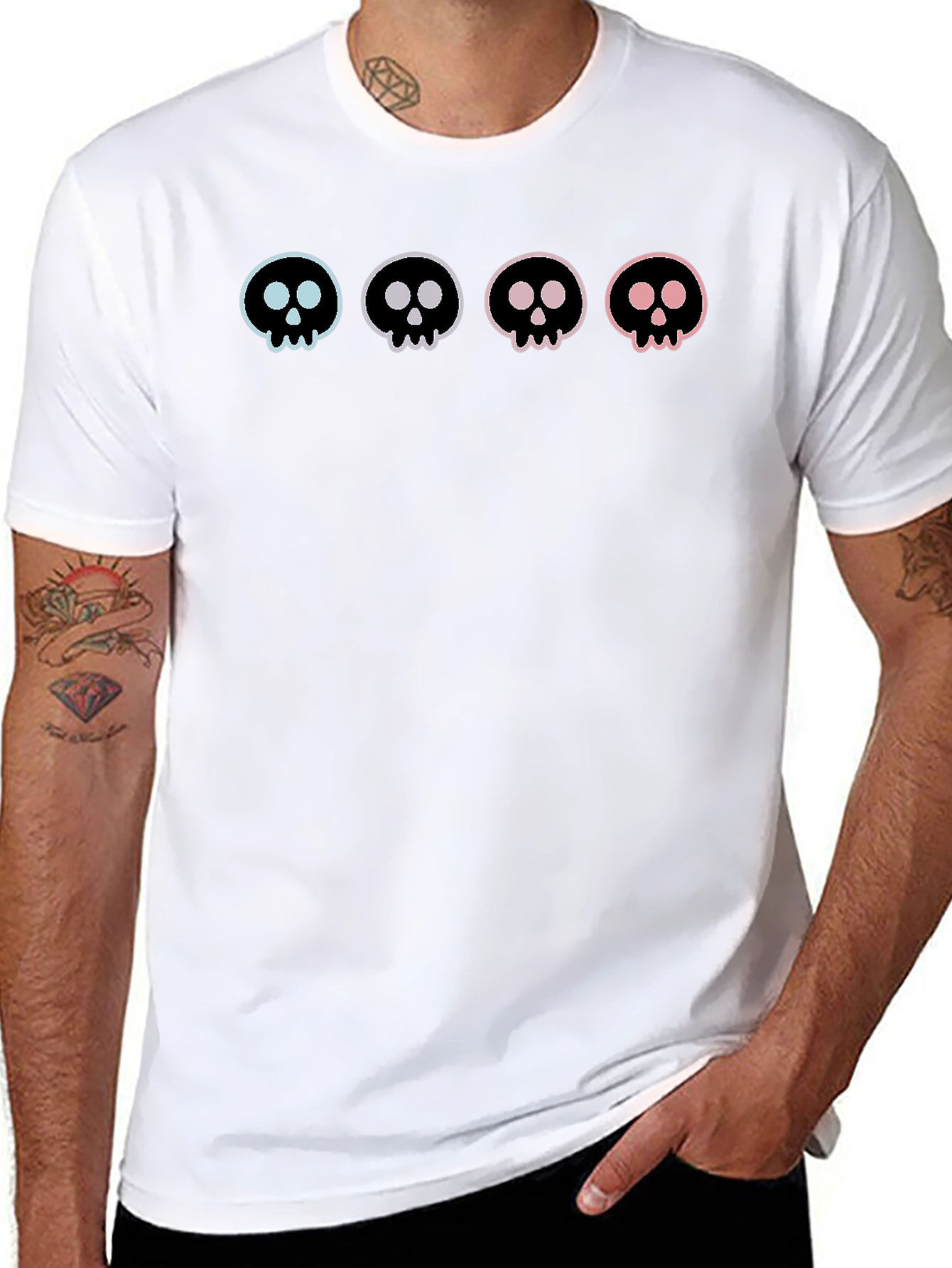 Skull Graphic Tee - Trendy Cotton Black T-Shirt