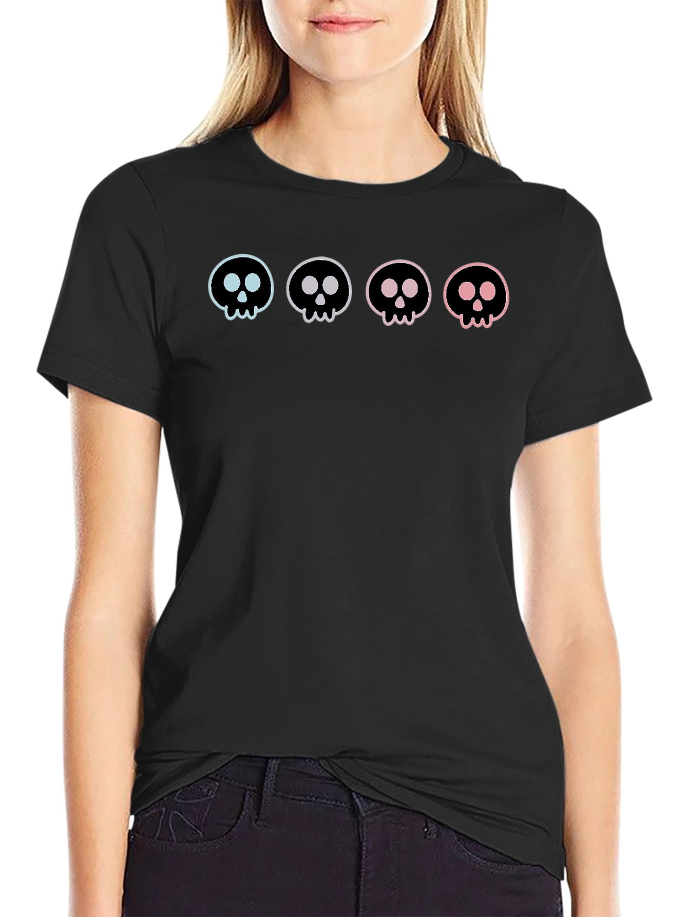 Skull Graphic Tee - Trendy Cotton Black T-Shirt