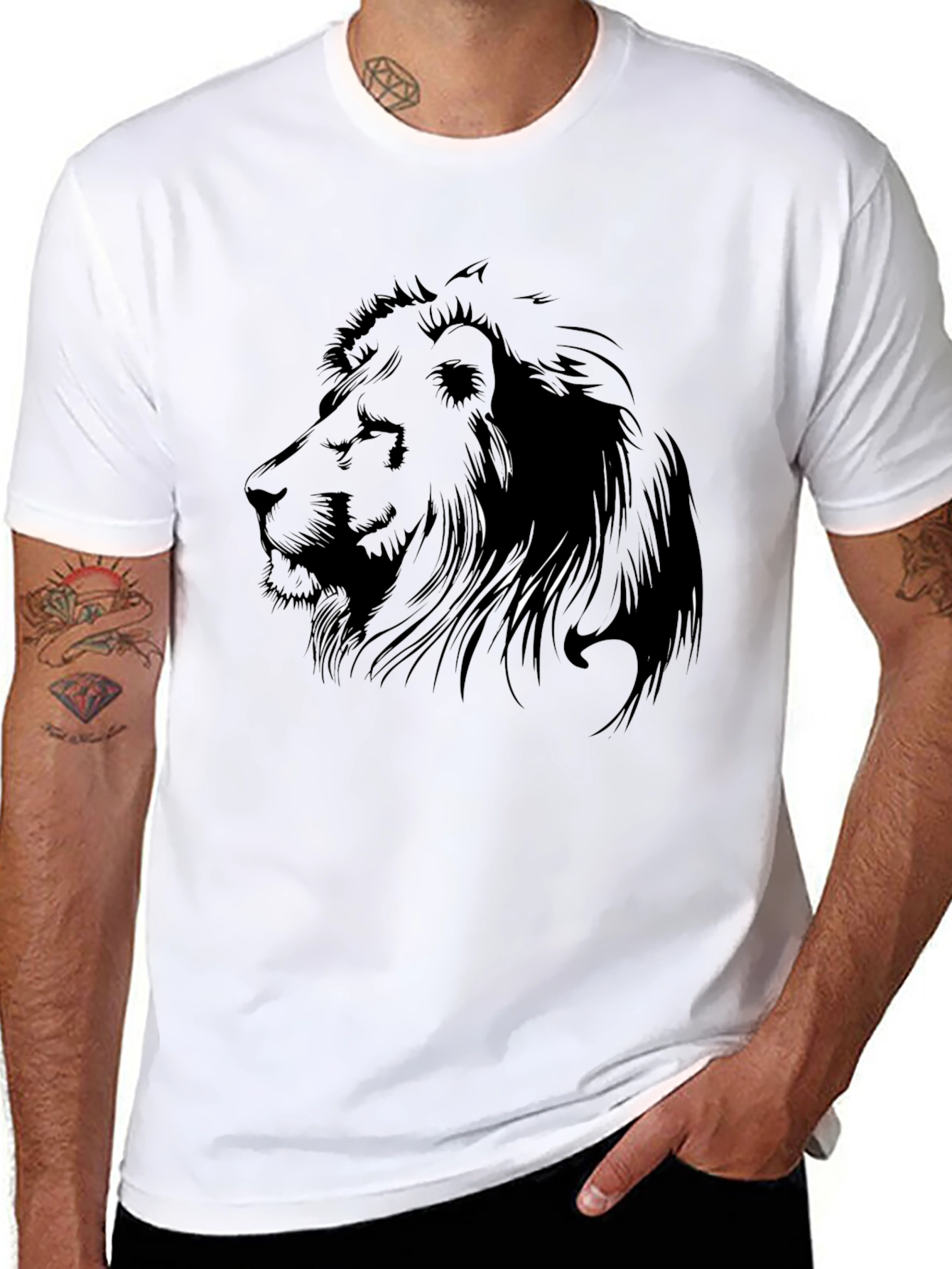 Lion Graphic T-Shirt - Mens Black Tee