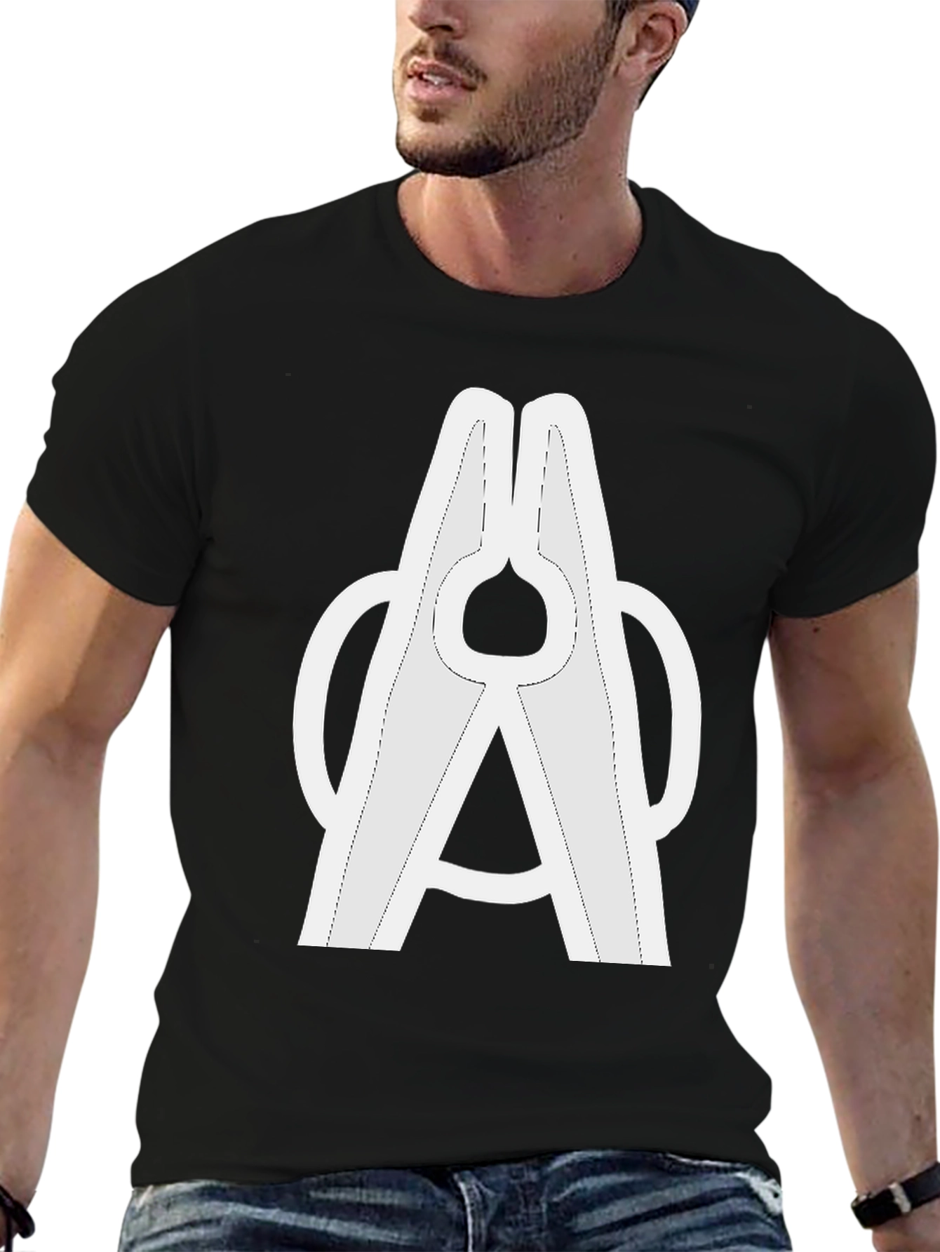 Black T-Shirt with Modern Abstract Graphic Print