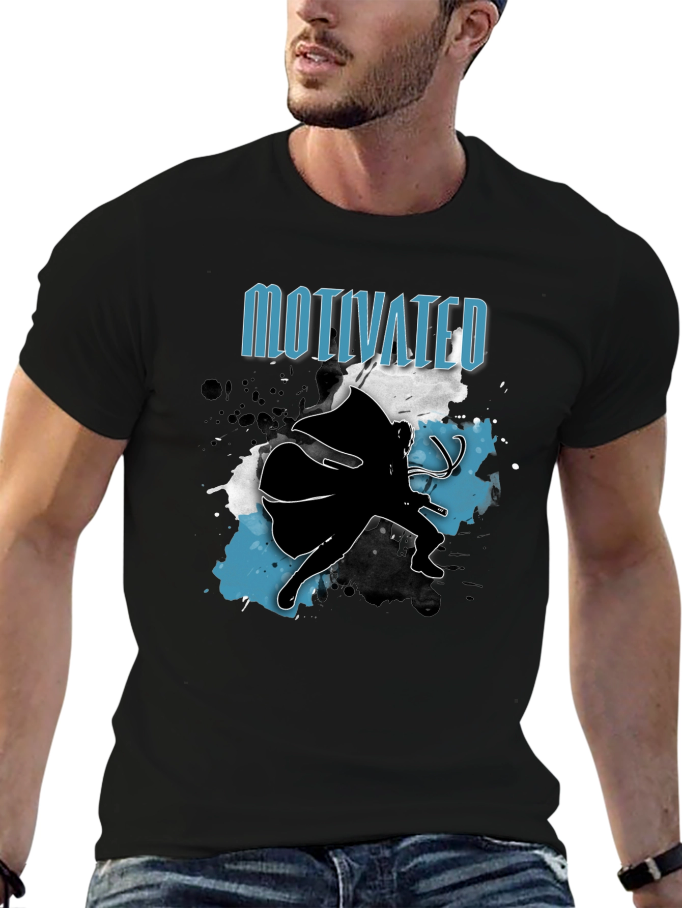 Motivated Superhero Mens Black T-Shirt