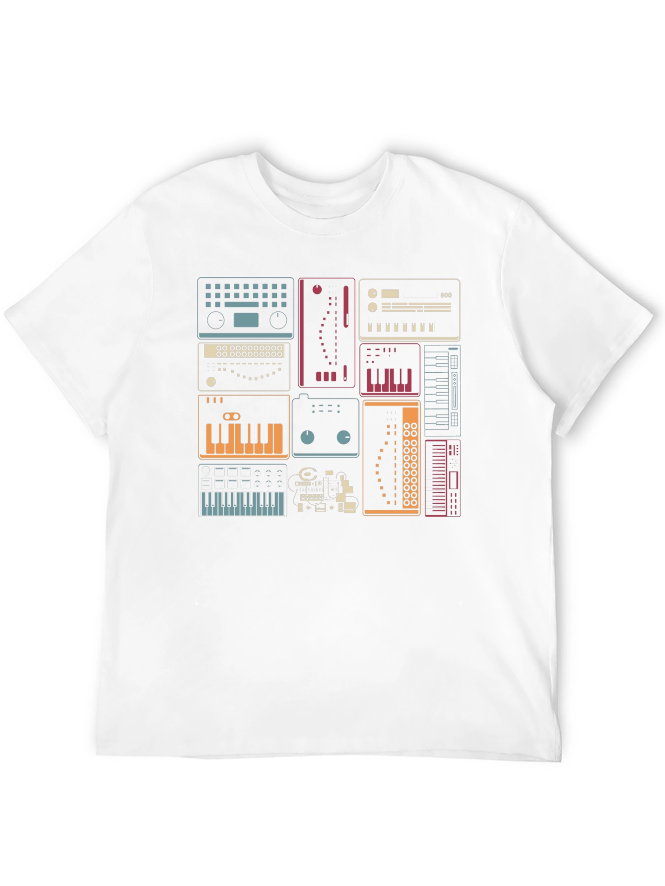 Synthesizer Graphic Print Black T-Shirt