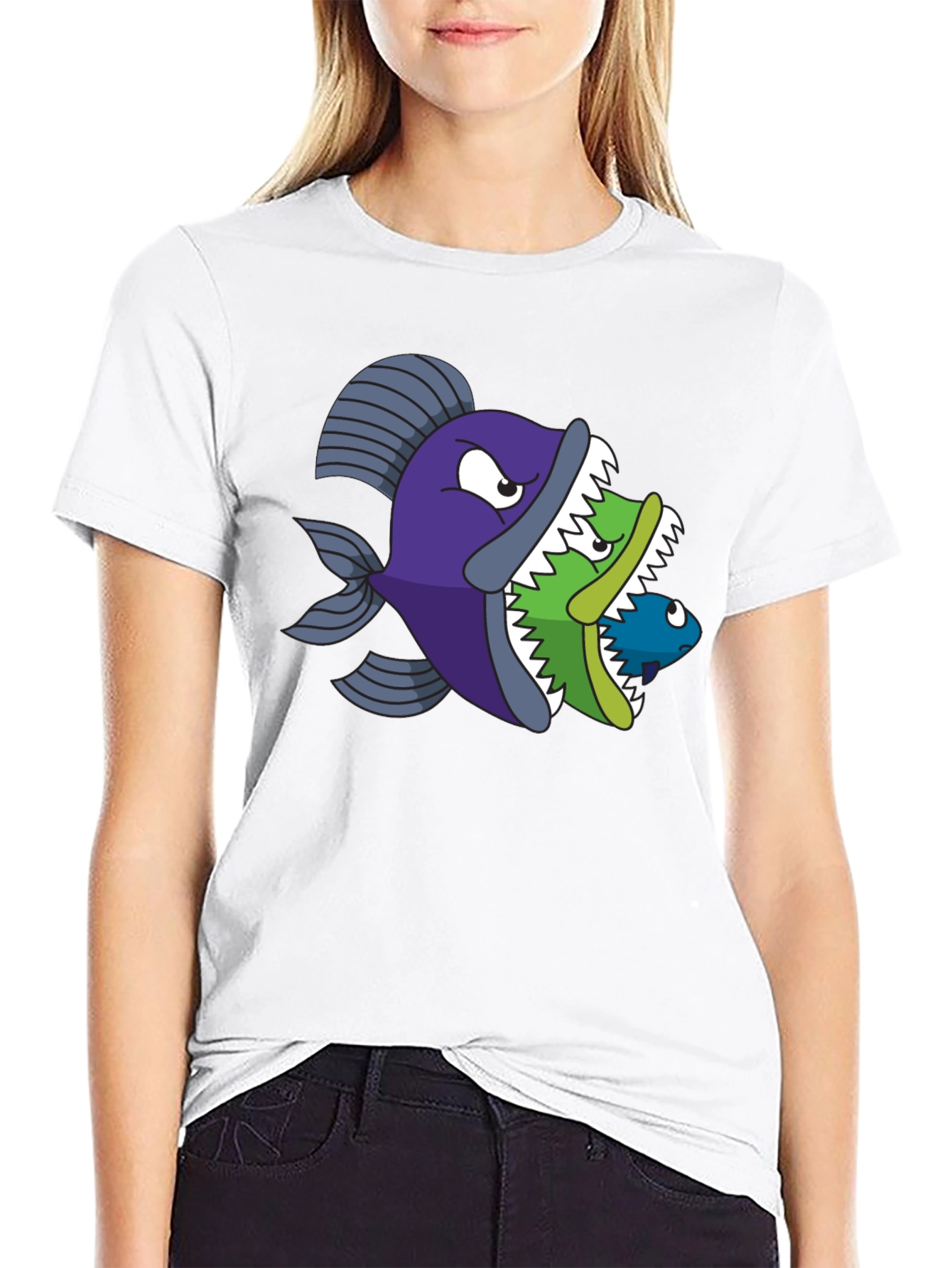Fish Eats Fish Graphic Tee - Black T-Shirt