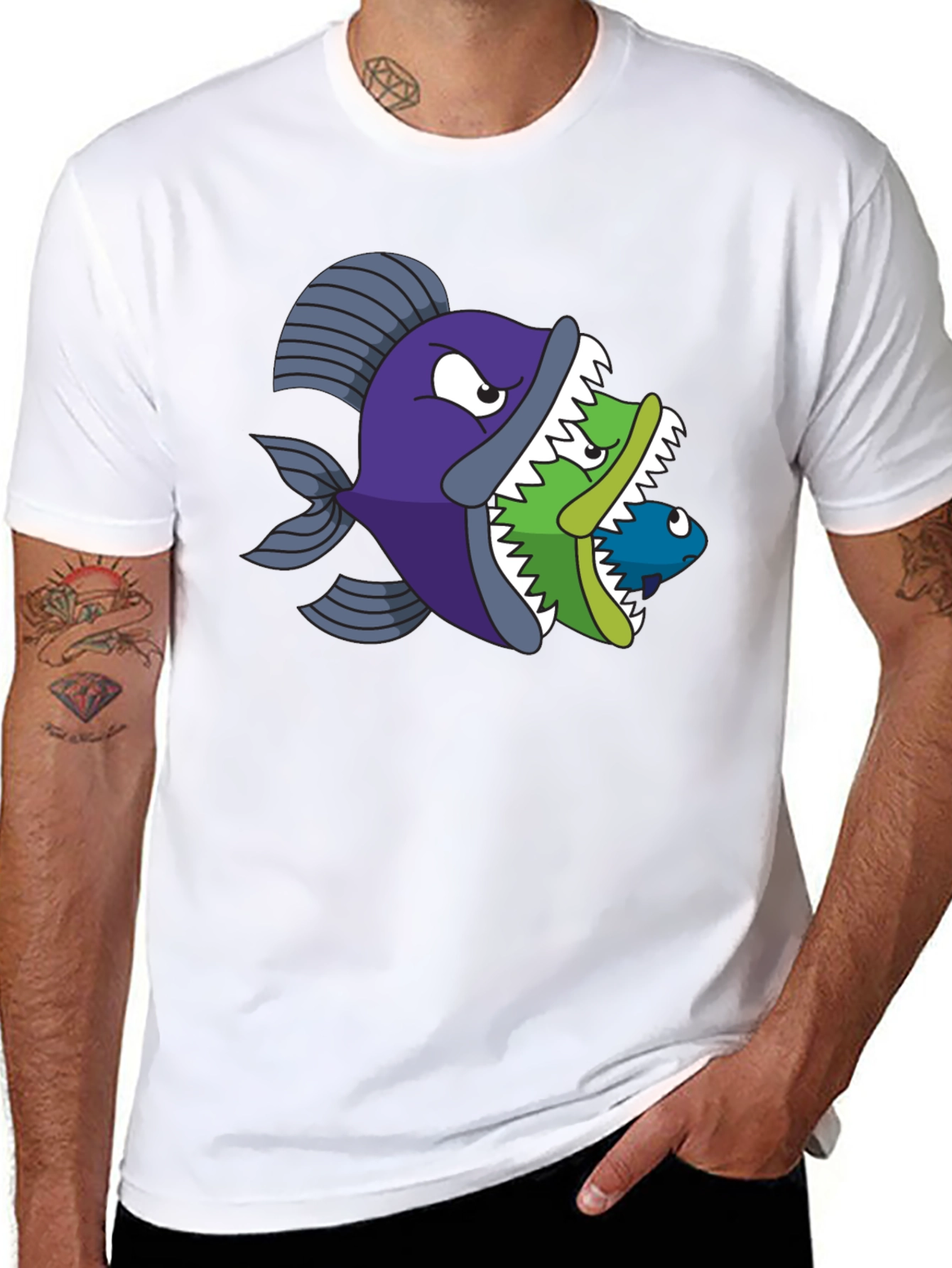 Fish Eats Fish Graphic Tee - Black T-Shirt