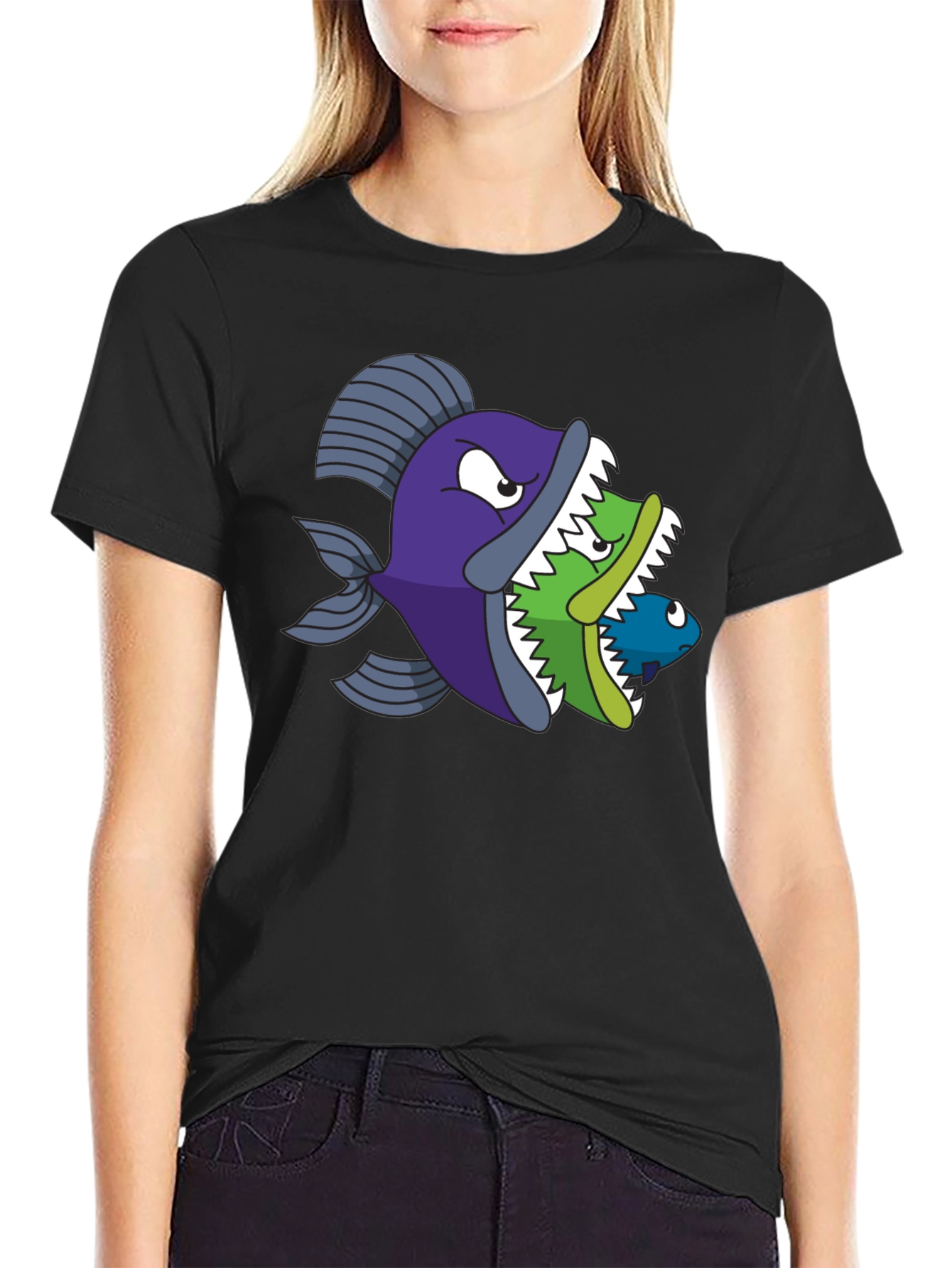 Fish Eats Fish Graphic Tee - Black T-Shirt